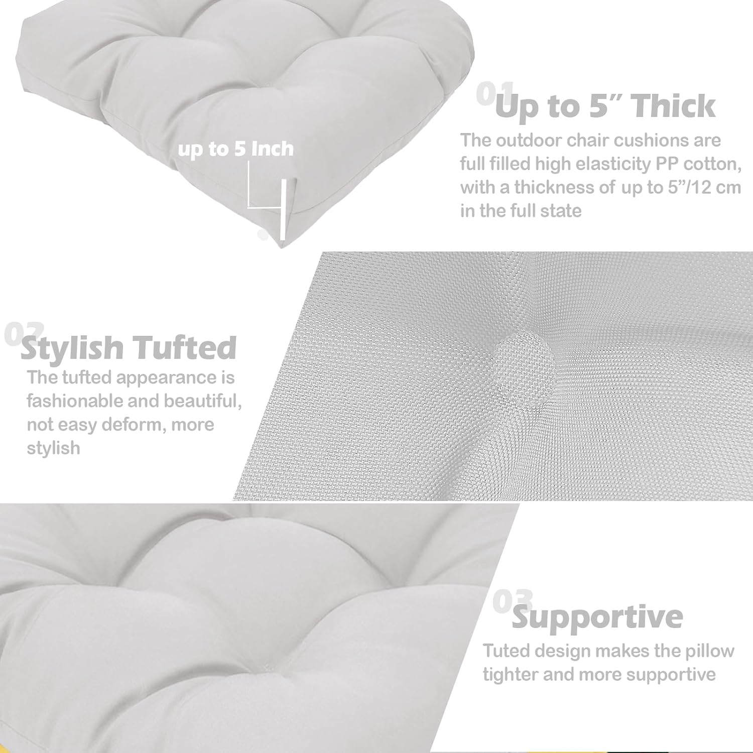 MTMR Water-Repellent Outdoor Chair Cushions Set of 2, 19”X19” Patio Chair Cushions with High Elasticity PP Cotton, Thick Tufted Outdoor Patio Furniture Cushions, Seat Cushions for Outdoor Furniture