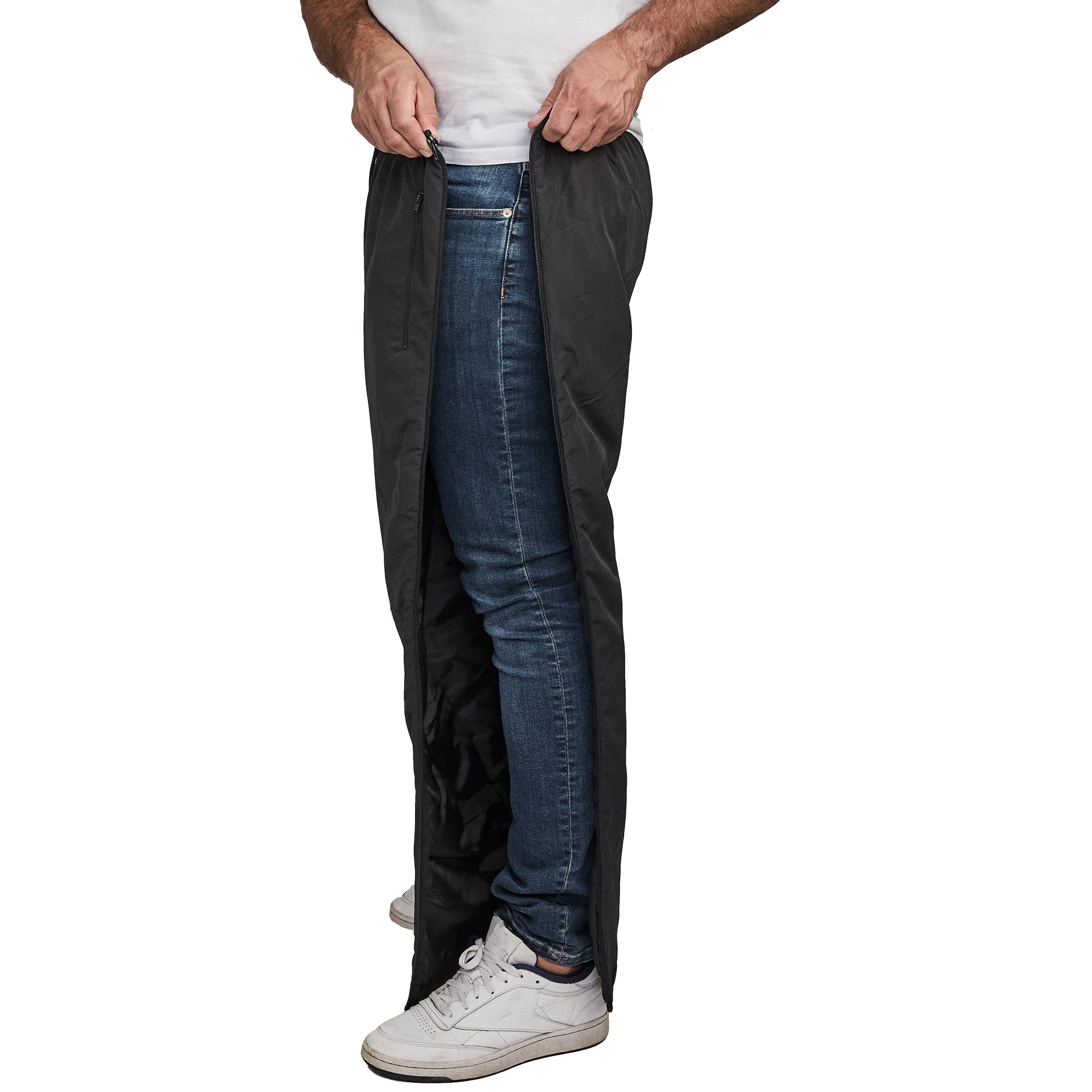 Dobsom – Pantalones de rehabilitación para hombre y mujer con forro I – Pantalones de deporte de invierno con cremallera completa I Pantalones de deporte de invierno para exterior, Mujer, Negro , 5XL