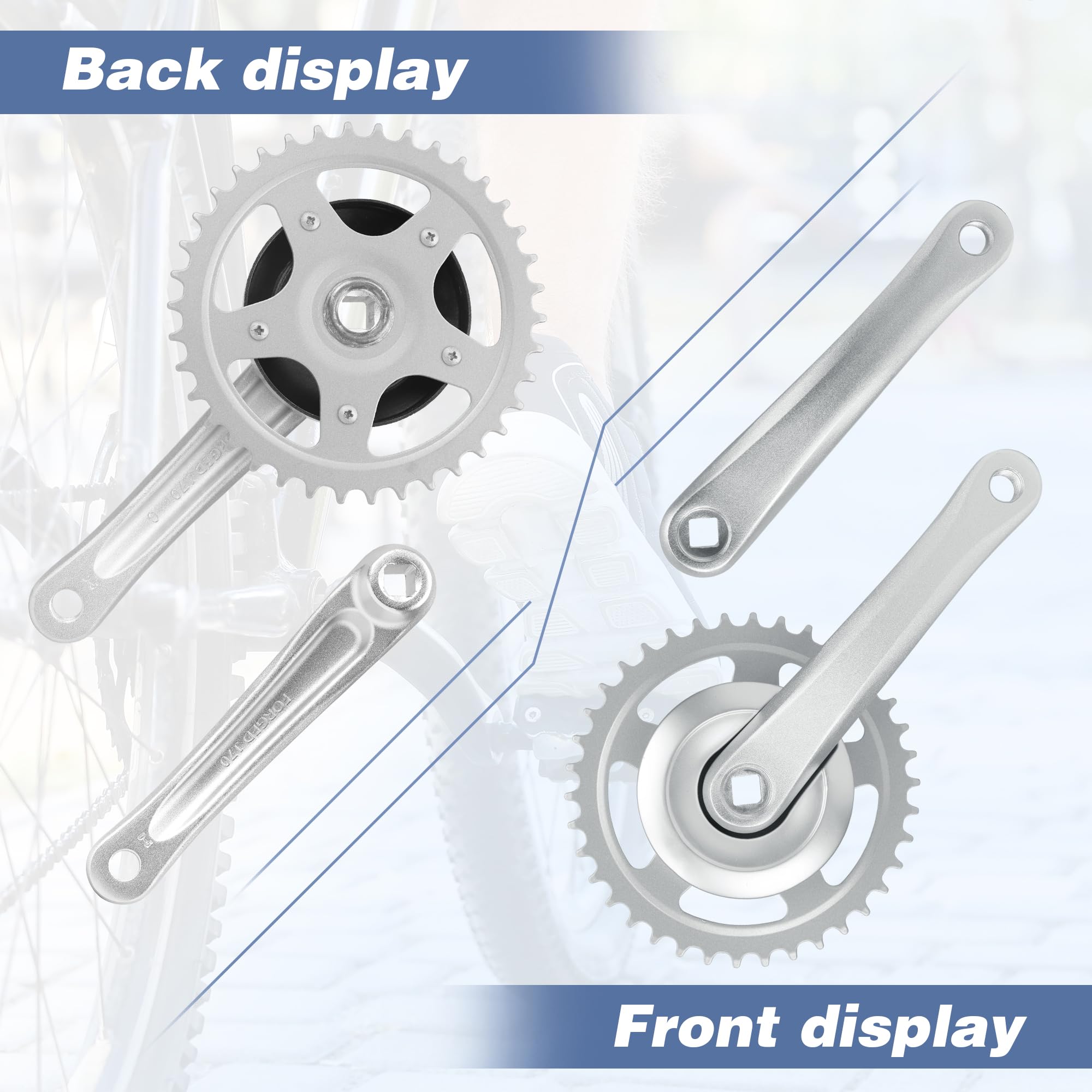 ZUKKA 170mm Fahrrad Kurbelgarnitur 38T/42T for Single/1/6/7/8 Speeds Arm aus Aluminiumlegierung für MTB Mountainbike Getriebe Vierkant Getriebe,Schwarz/Silber