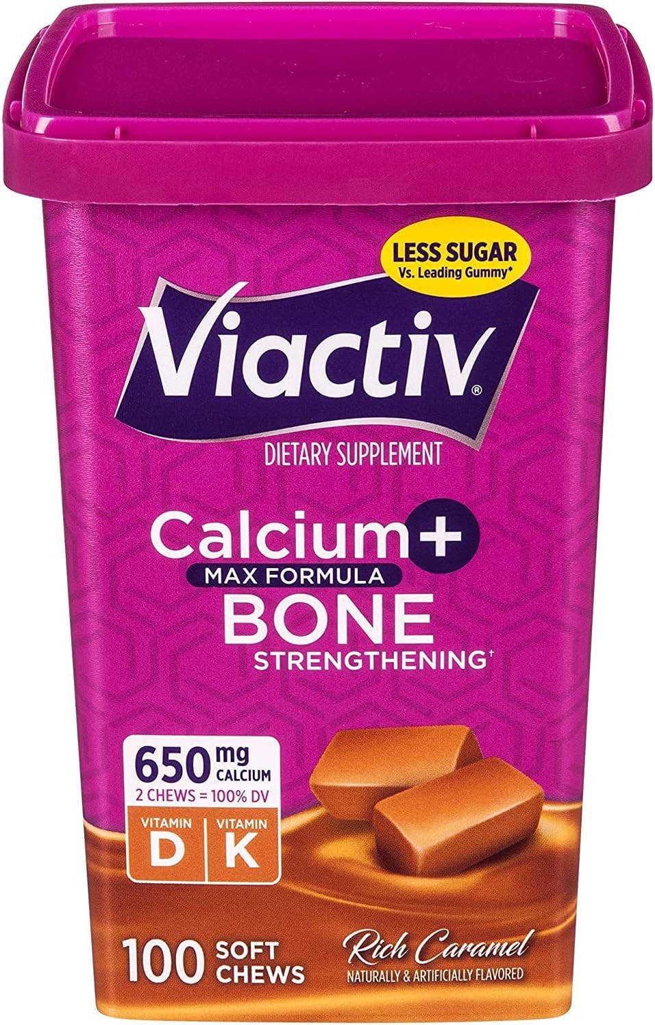 Max Formula Calcium +Vitamin D3 Supplement for Bone Health, Rich Caramel, 100 Soft Chews - 5 Pack