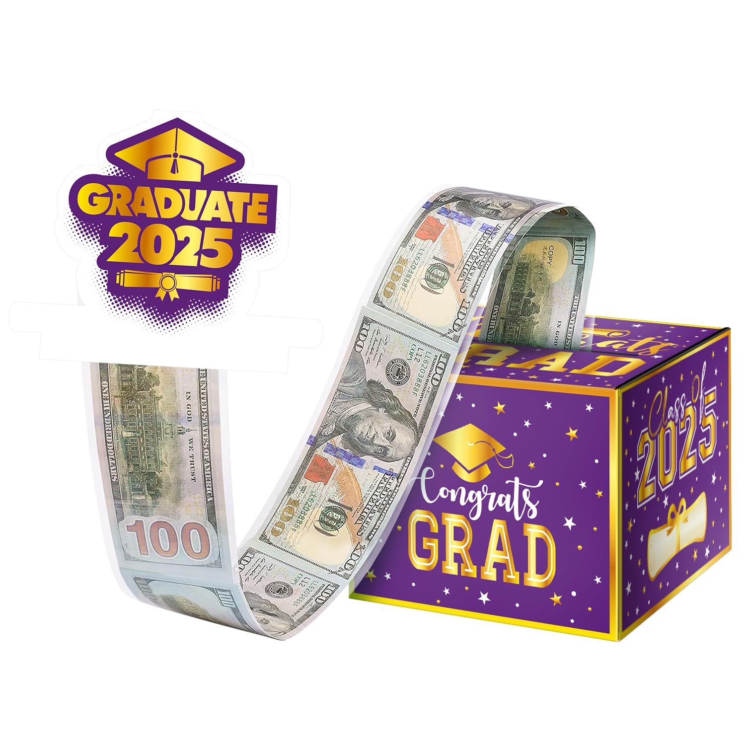 Graduation Surprise Money Box for Cash Gift, 2025 Congrats Grad Money Gift Box with Card and Cash Holder Boys Girls High School College DIY Fun Cash
