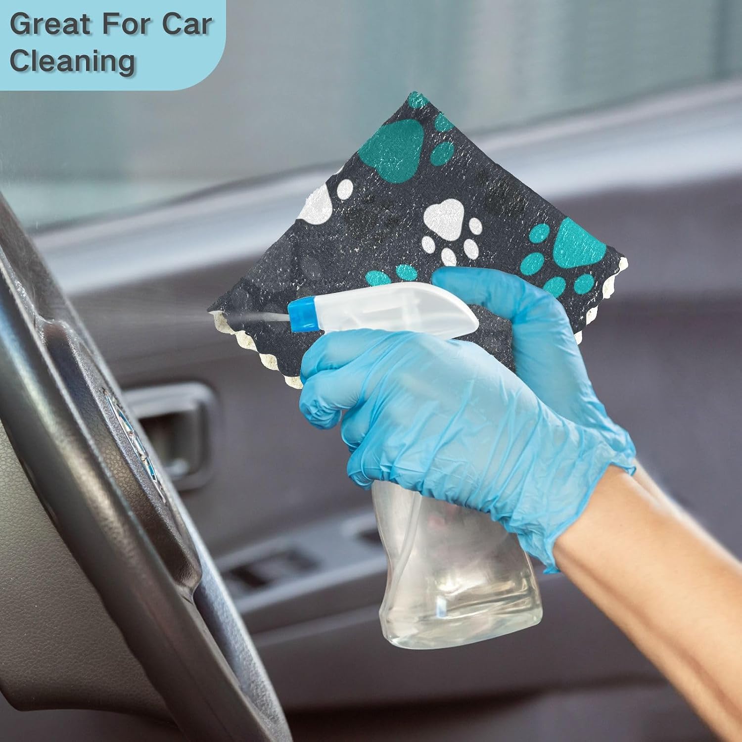 YETTASBIN Cute Paw Prints Microfiber Kitchen Washcloths, Soft Absorbent Plush Dishtowels Reusable Washable Table Cleaning Cloths Non-Stick Oil Quick Dry Kitchen Towels, 11 x 11 Inch x 6 Pack