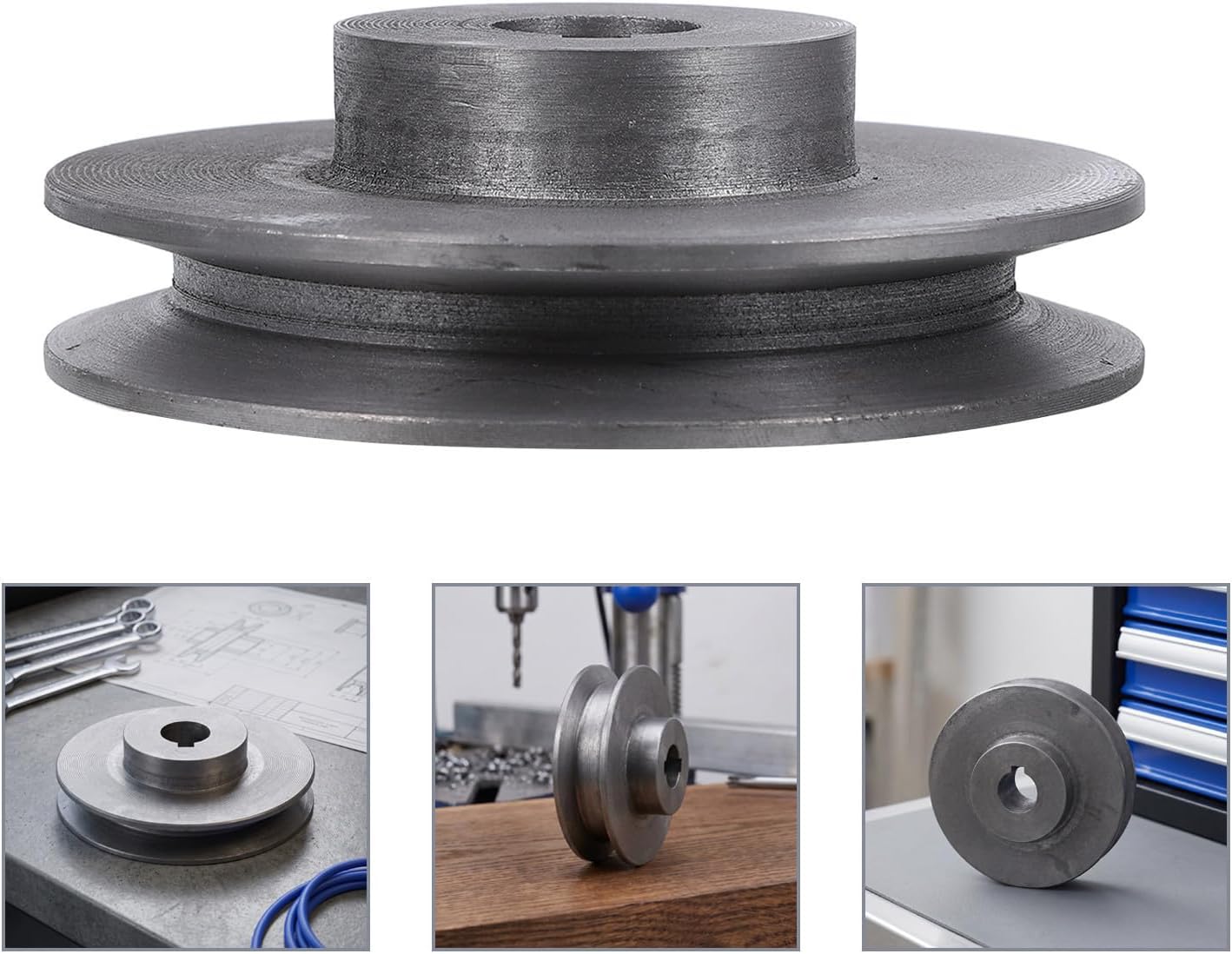 Cast Iron Single Groove V Belt Pulley 100mm Od with 19mm Bore and 6mm Keyway Size for Motor and Air Compressor, Ensuring Operational Reliability and Easy Replacement