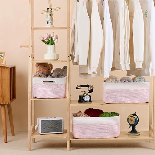 Miniatura 3 de Cestas grandes de almacenamiento para estantes, organizadores de armario, para ropa, manta, toallas, guardería, caja de cestas de juguetes, cestas