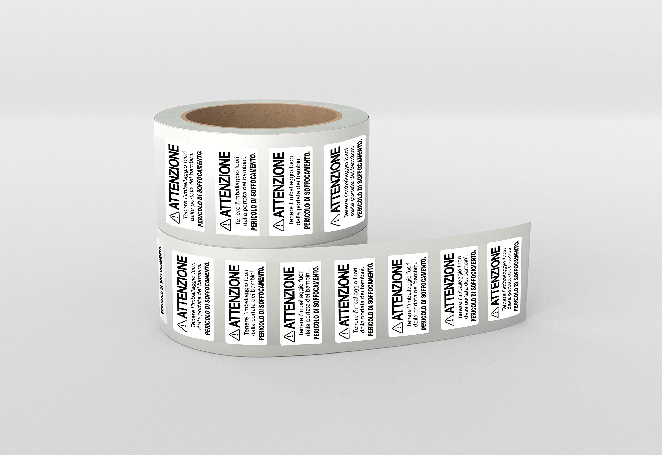 ROTOLO ETICHETTE ADESIVE DI AVVERTENZA PERICOLO SOFFOCAMENTO 25x30mm… (Rotolo Da 500 - Foto 2