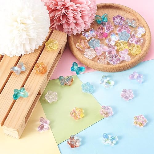 Miniatura 8 de 80 cuentas de cristal de flor de mariposa, 16 estilos para pulseras, collares, aretes, llavero artesanal, fabricación de joyas