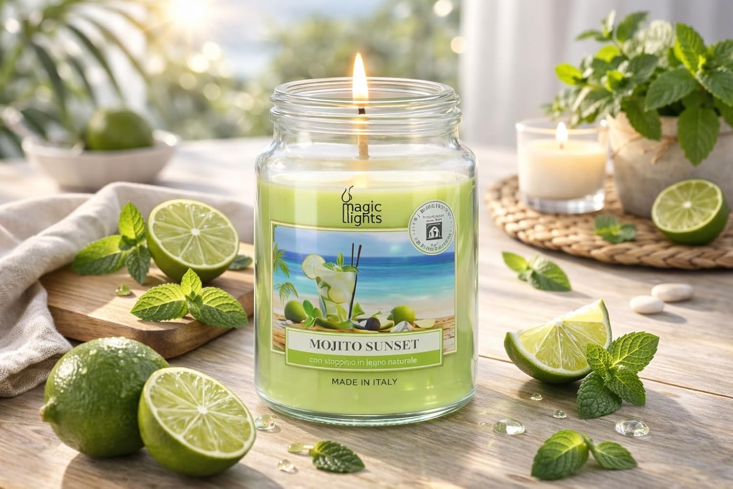 Candle jar 510 g Mojito with Vegetable Wax min. 75% - Natural Wood Wick That crackles, Made in Italy image 4