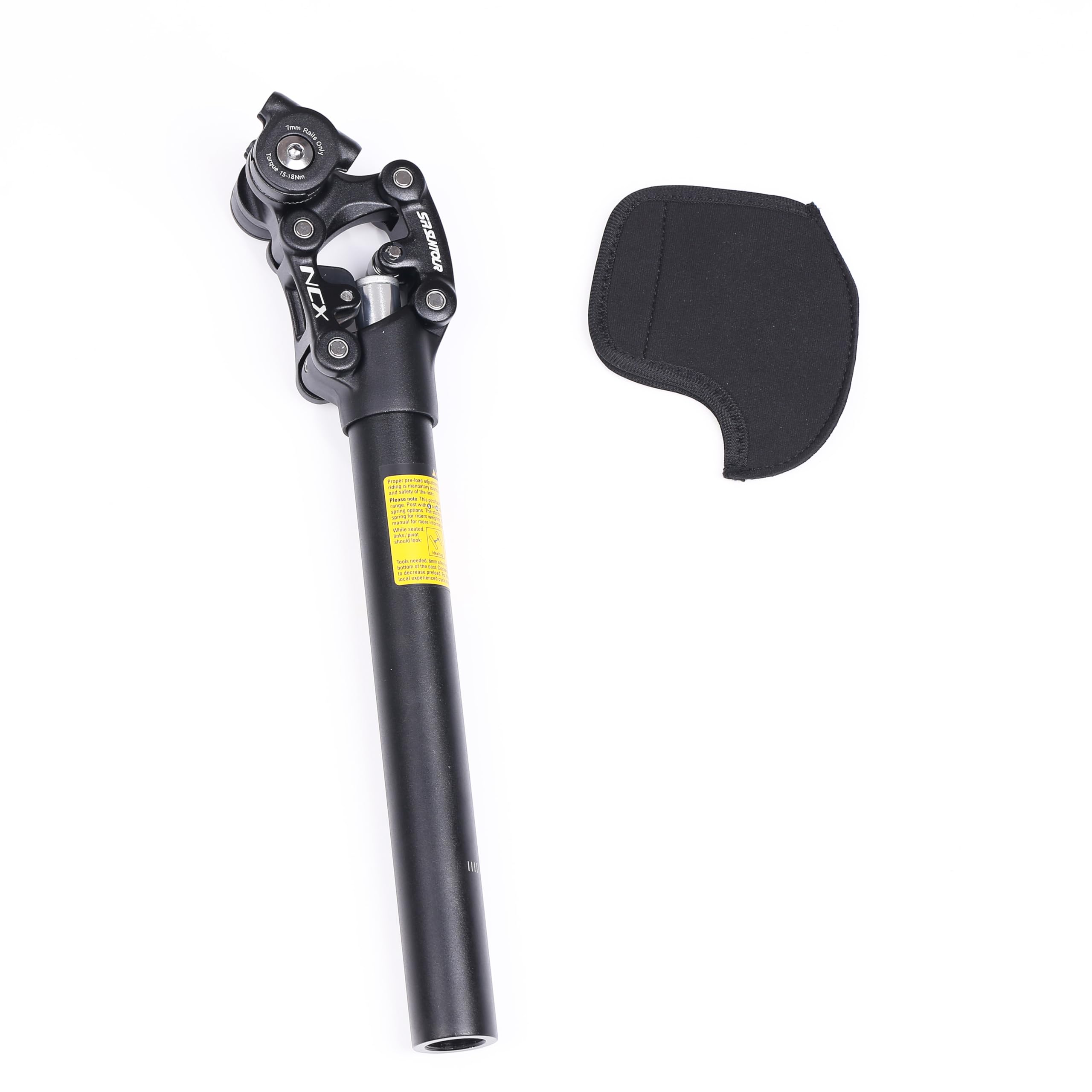 SR Suntour SP12 NCX 31.6X350mm Suspension Seat Post with Protective Cover Black