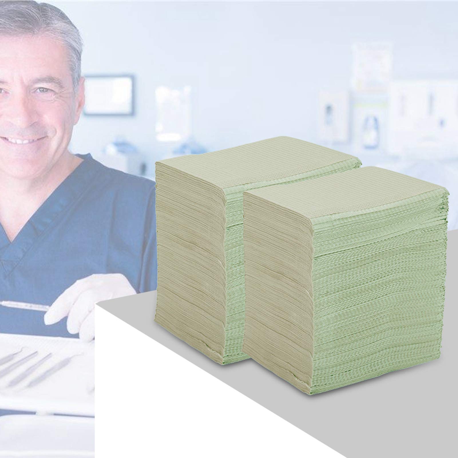 Ejoyous Einweg-Zahnlätzchen, Holzzellstoffpapier mit PE-Rückseite, Zahnhandtuch, 500 Stück, 13,2 X 17,7 Zoll, Saugfähig, Wasserdicht, Geprägt, für Zahntätowierungen, Kieferorthopädische