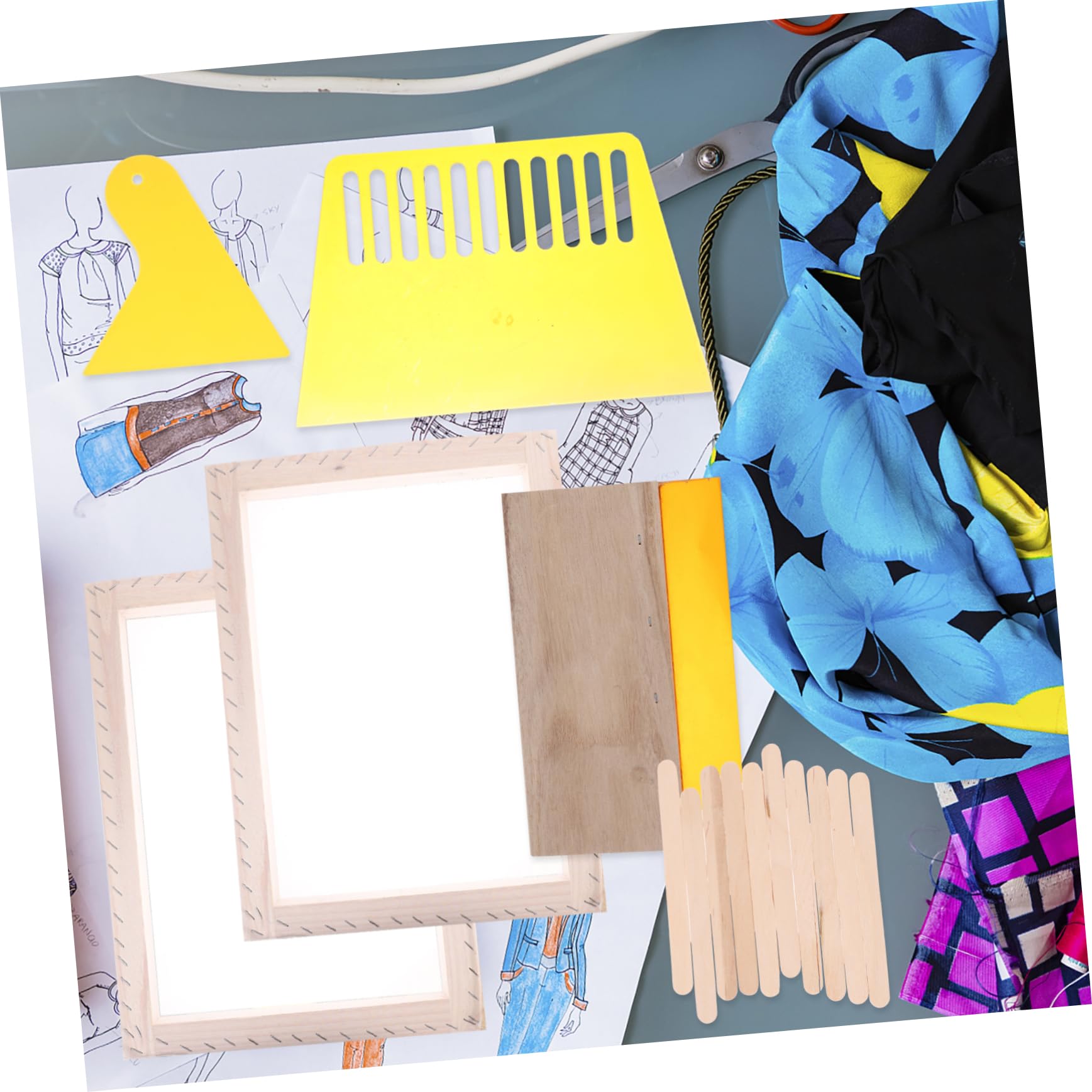 jojofuny Telaio Serigrafia in Legno Kit Strumenti Stampa DIY