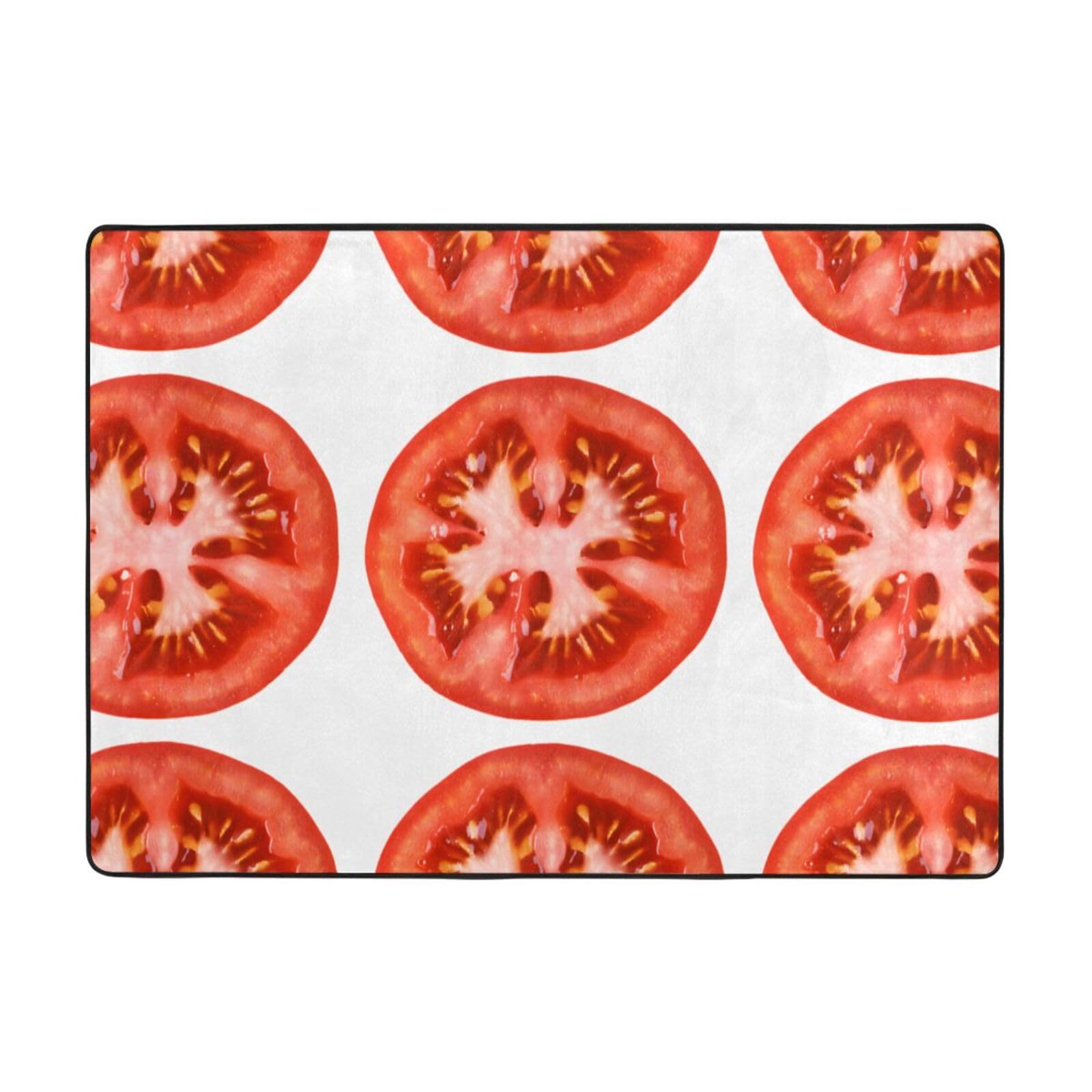 Alfombra antideslizante HJFCZH de felpa bien elaborada con diseño de tomate y textura premium