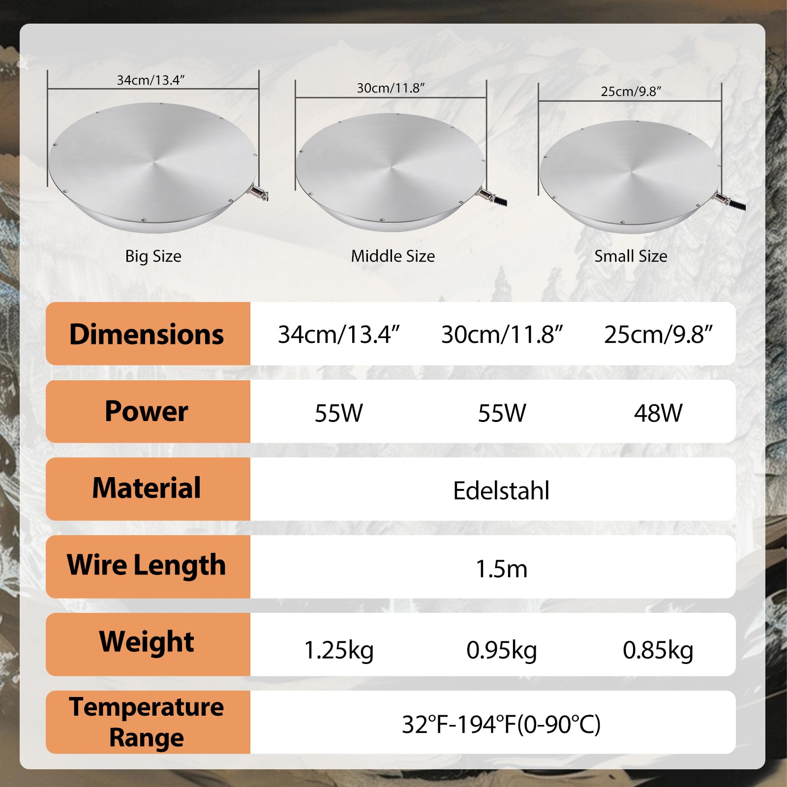 30cm Heizplatte für Geflügeltränke 55W Metal Hühnertränke Beheizte Basis Tränkenwärmer Geflügel mit Digital Temperturregler und Timer für Hühnerstall Farm (30cm)