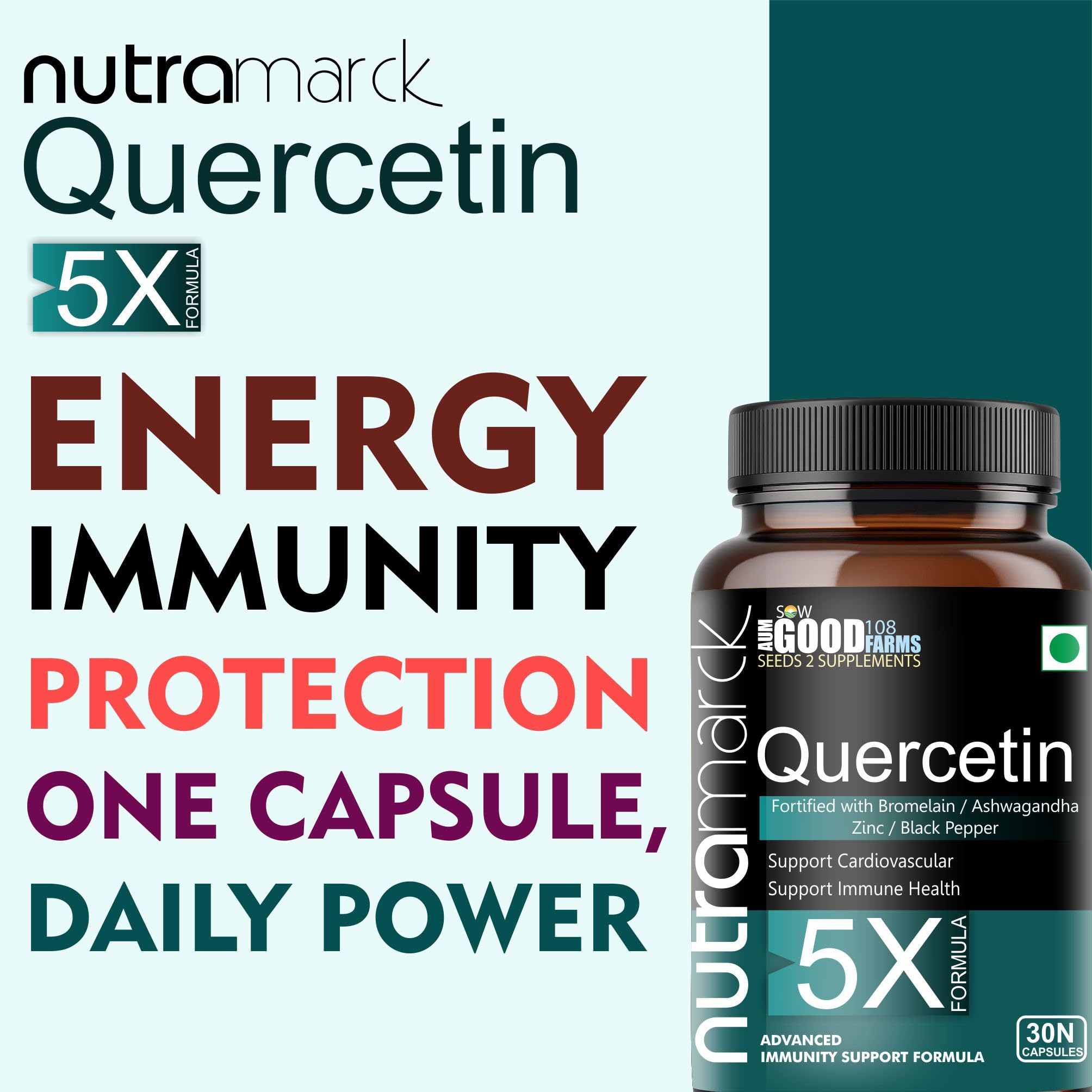 NutraMarck Quercetin With Bromelain Capsules | Natural Flavonoid | For Immune & Respiratory Health Support | For Men & Women | Non-GMO, No Added Sugar & Gluten Free - 30 Capsules 2