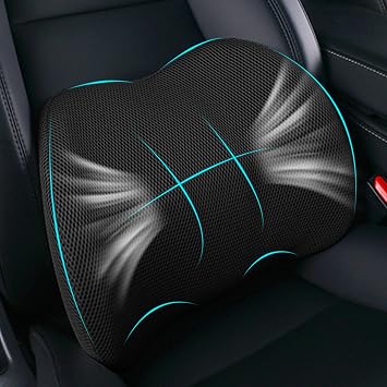 Car Lumbar Cushion Lumbar Support Fashion Backrest Driver Seat Memory Foam Ergonomic Lumbar Support Lumbar Pad Breathable Easy to Install Washable Compatible with Car/Office Chair/Gaming Chair/Sofa |   3D     1 4