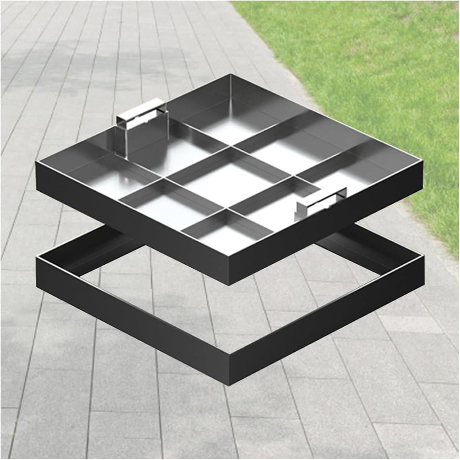 GJZQDKX Stainless Steel Access Covers Invisible Tank Covers Square Manhole Frames with Telescopic Handle for Outdoor Wastewater Management