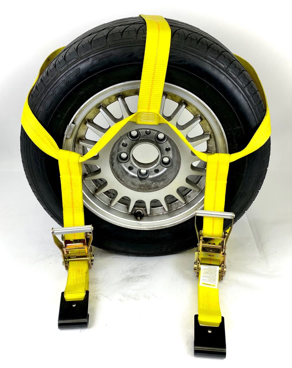 Everything Tie Down Yellow Side Mount Tire Net Tow Dolly Strap (4 Pack)