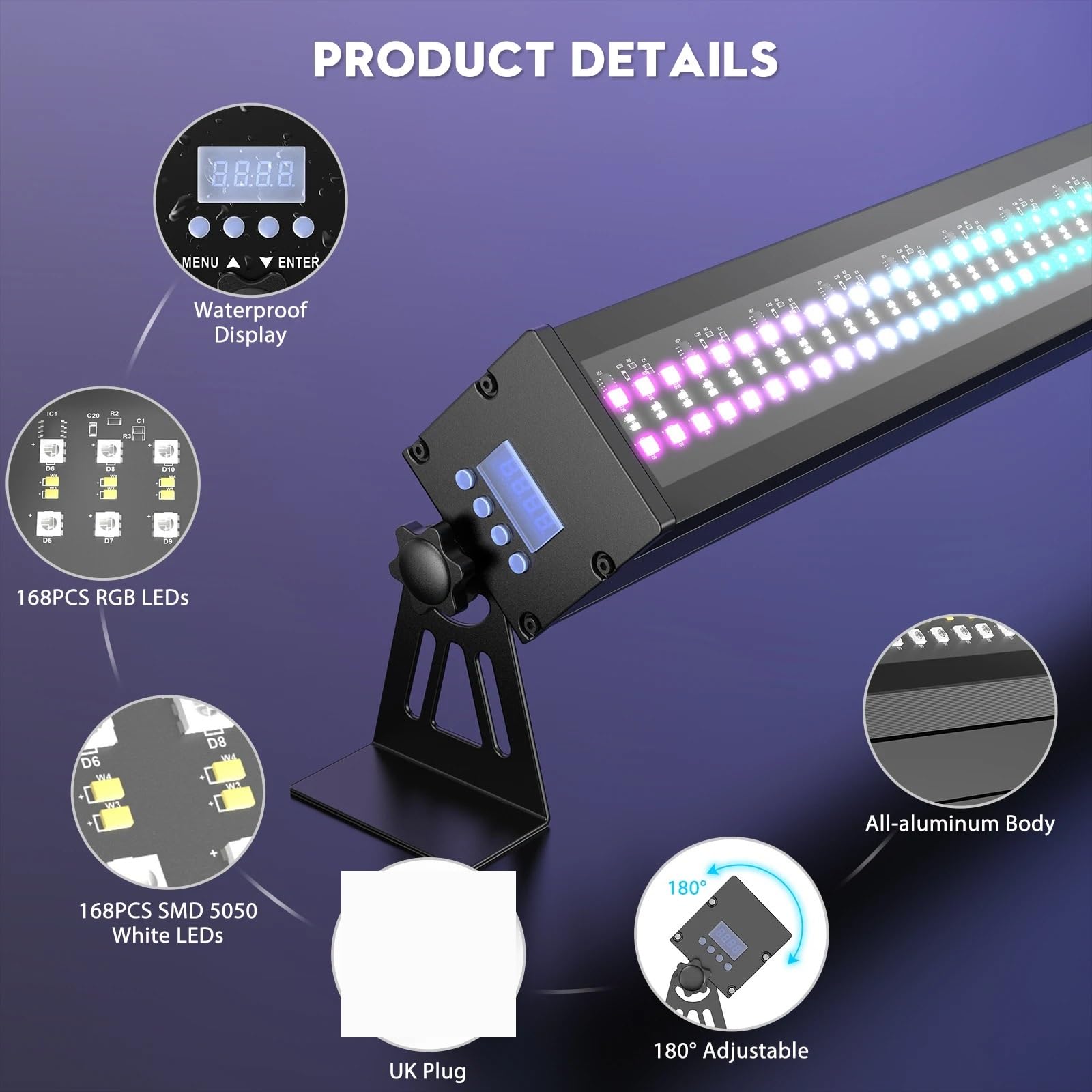 Oświetlenie Dyskotekowe 2 szt. 100 W IP65 Wodoodporne światła ścienne, 336 diod LED RGB DMX Bar świetlny na scenę do budynku zewnątrz, wesele