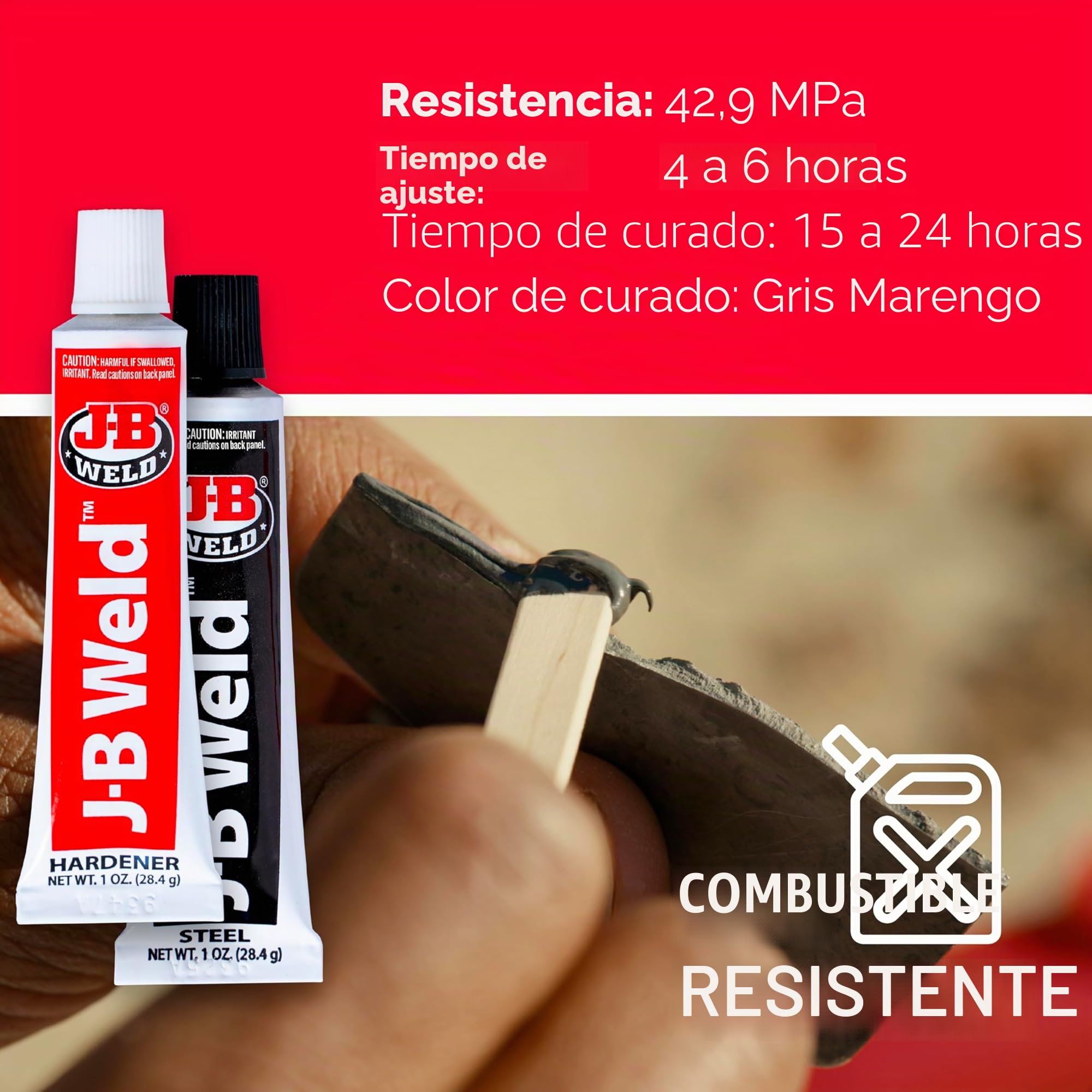 J-B Weld 8265S Epoxi reforzado de acero frío con endurecedor, 56.7 g (1)