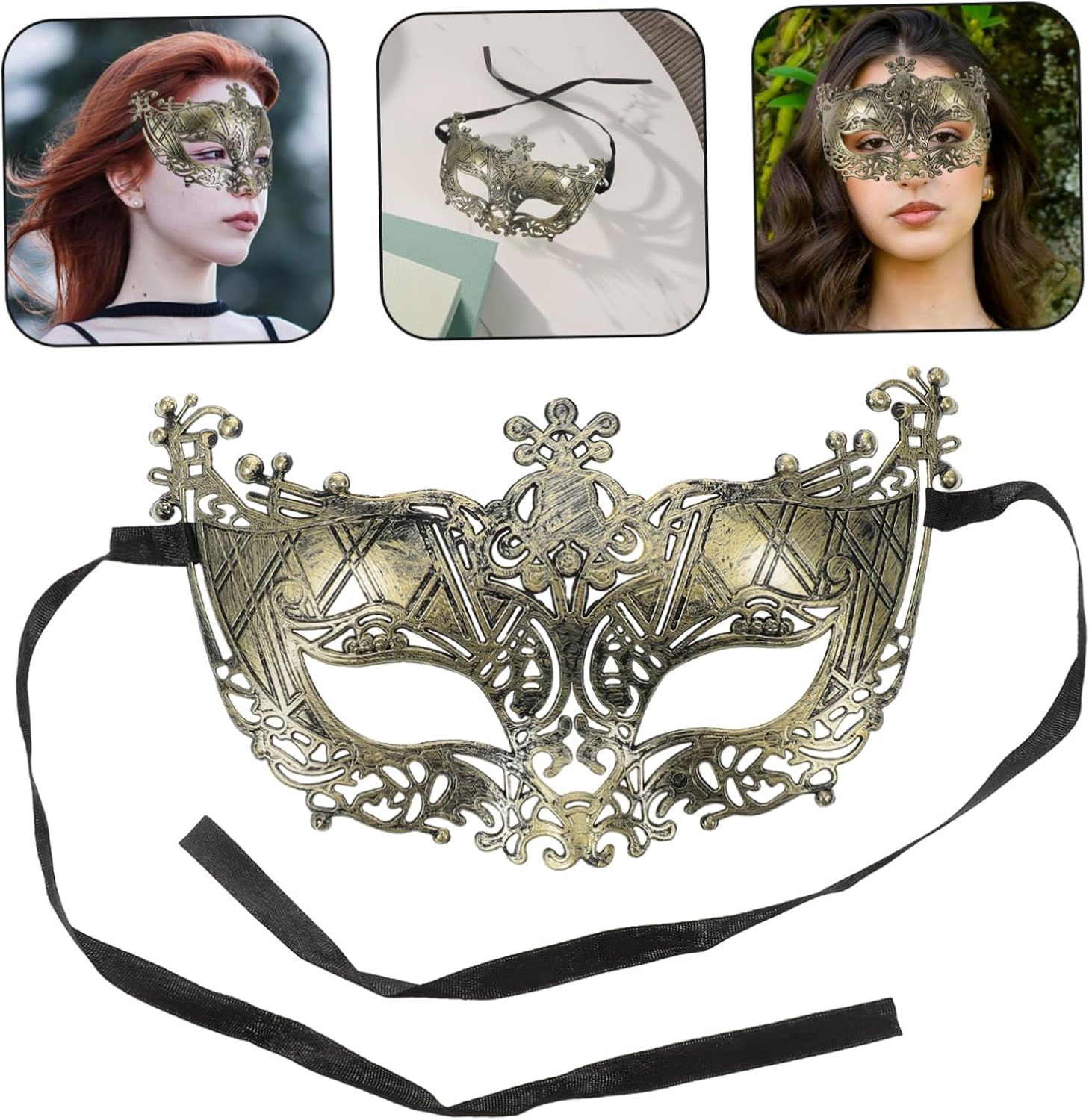 Vintage Fox Half Face Masquerade Mask Halloween Party for Women Men