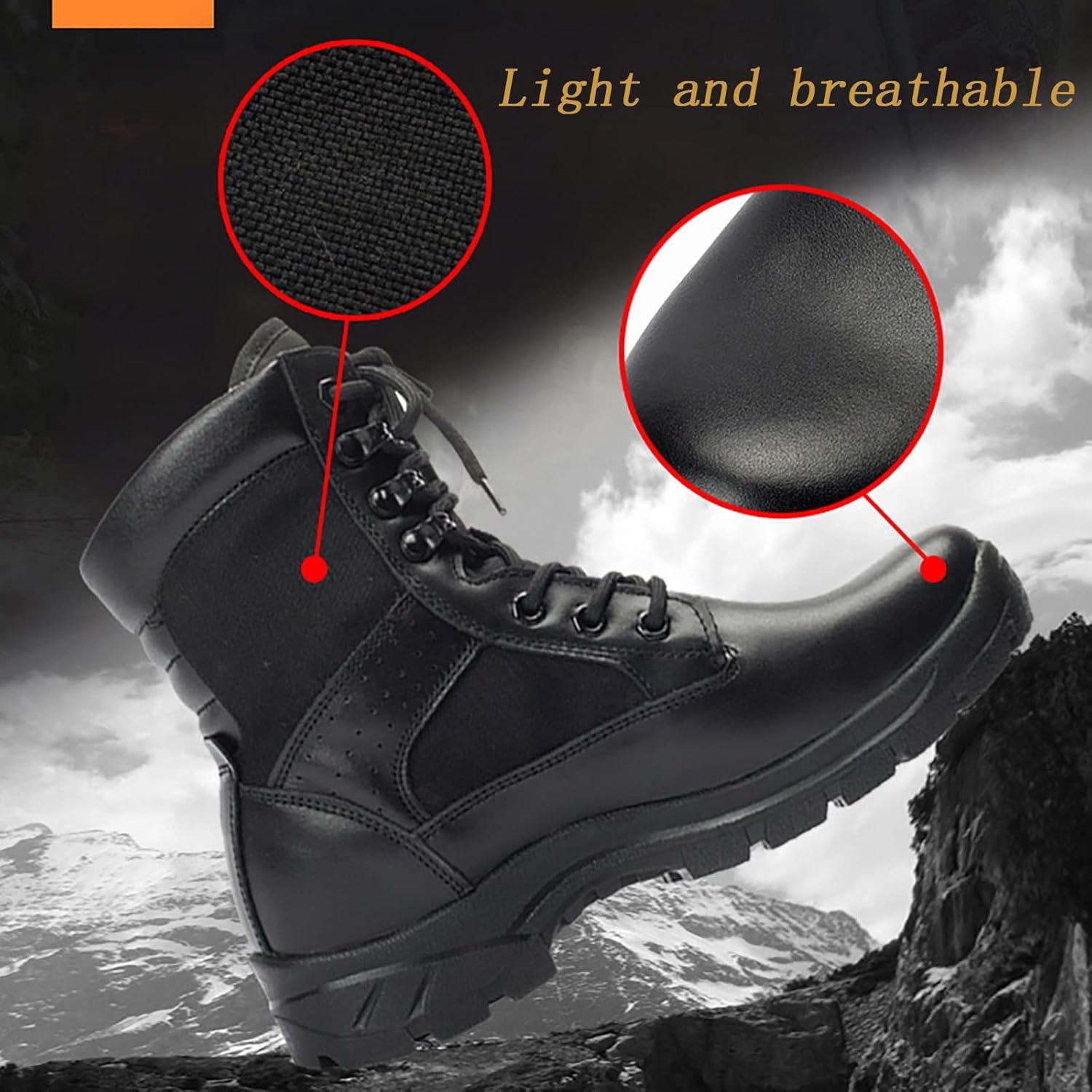 CLSQLXYJZC Men's Military and Tactical Boots for Men, Comfort Durable Rubber Sole Military Desert Boots, Outdoor Lightweight Lace-up Waterproof Breathable Hiking Shoes