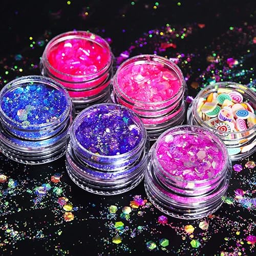 Mesiyun Nail Art Iridescent Sequins 3D Glitter Flakes Makeup Chunky Fruits Slices Polymer Manicure Accessories For Acrylic Nails Resin Crafts Makeup Decorations #TOP6