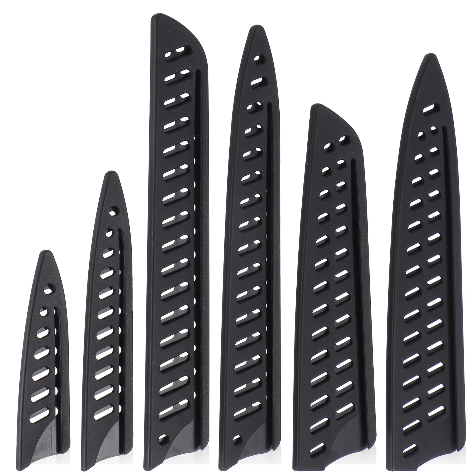 6 Stück Messerschutzhülle Set Schwarz Messerschutz Universal Messer Messerschutzhülle Kunststoff Messer Schutzhülle Tragbar Klingenschütze Atmungsaktive Messerscheid für Küchenmesser Obstmesser