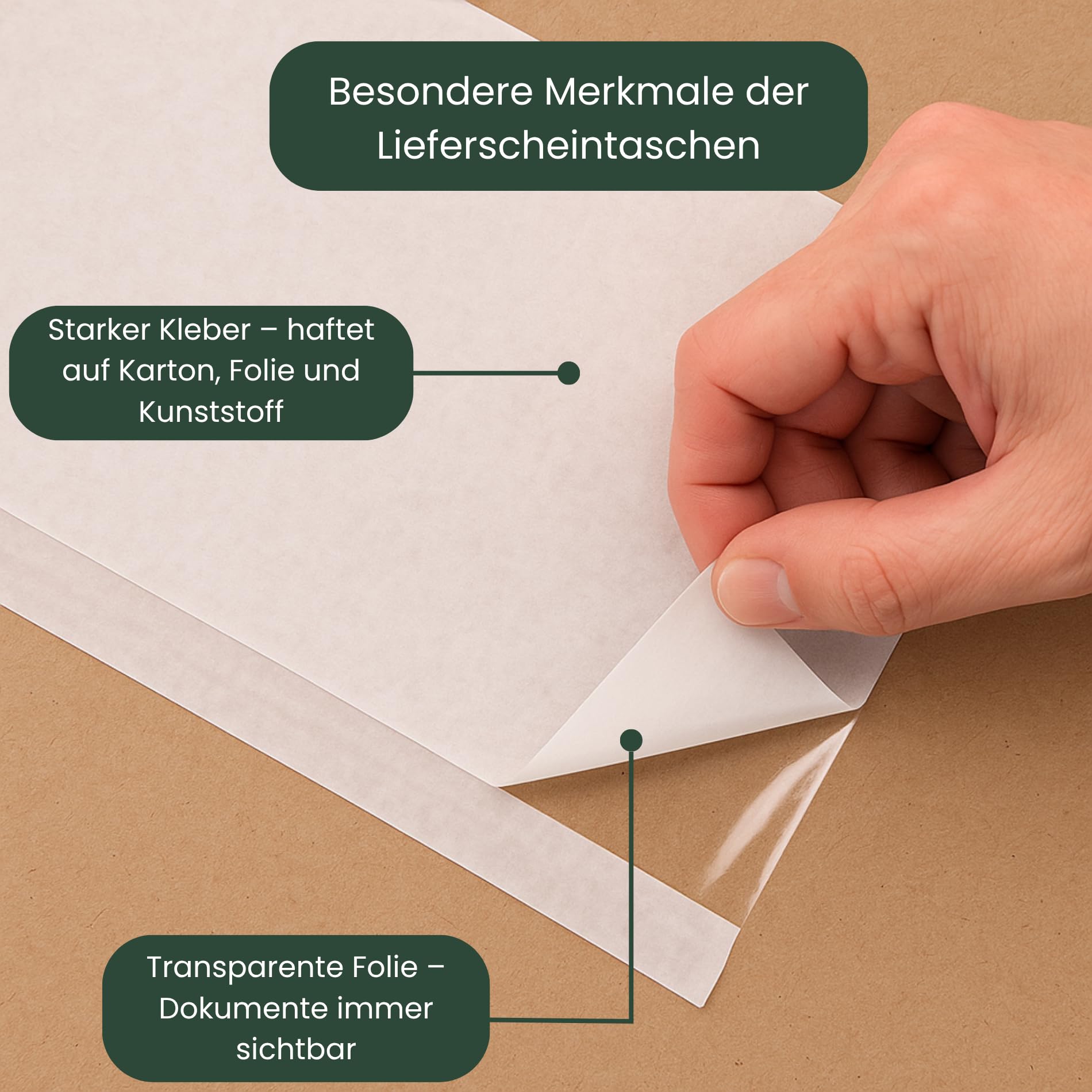 Lieferscheintaschen Selbstklebend DIN C5 - Transparente Selbstklebende Versandtaschen für Lieferscheine 235x175 mm - Begleitpapiertaschen 1000 Stück - Lieferscheintasche Versendungstüten