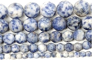 MURUI ZP Cuentas de Piedra Natural Helada Azul Punto Piedra Redonda Perlas Sueltas para joyería Hacer Pulsera de Costura DIY 4-12 MM Y1219 (Color : H7467, Item Diameter : 8mm About 48 pcs)