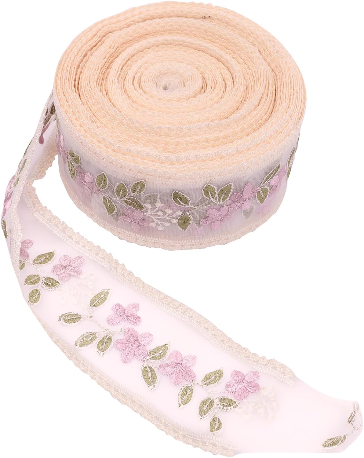 ibasenice Embroidery Lace Trim Ribbon 30 Yards Pink Floral Pattern DIY Craft Lace for Sewing Doll Clothes and Wedding Applique Decoration