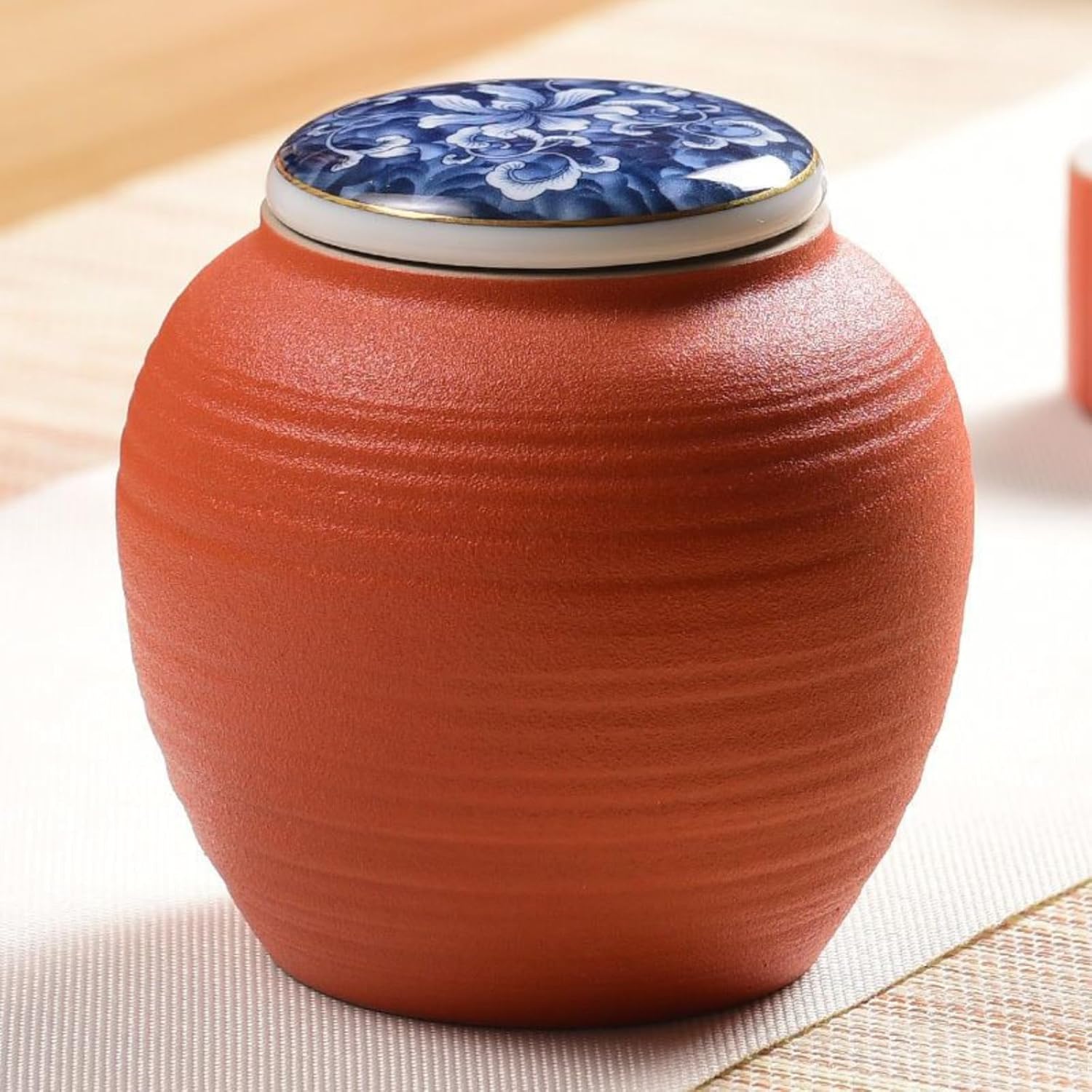 Ceramics Tea Canister, 350ml 11.9oz, Household Sealed Jar Storage Chinese Kung Fu Tea Set Accessories