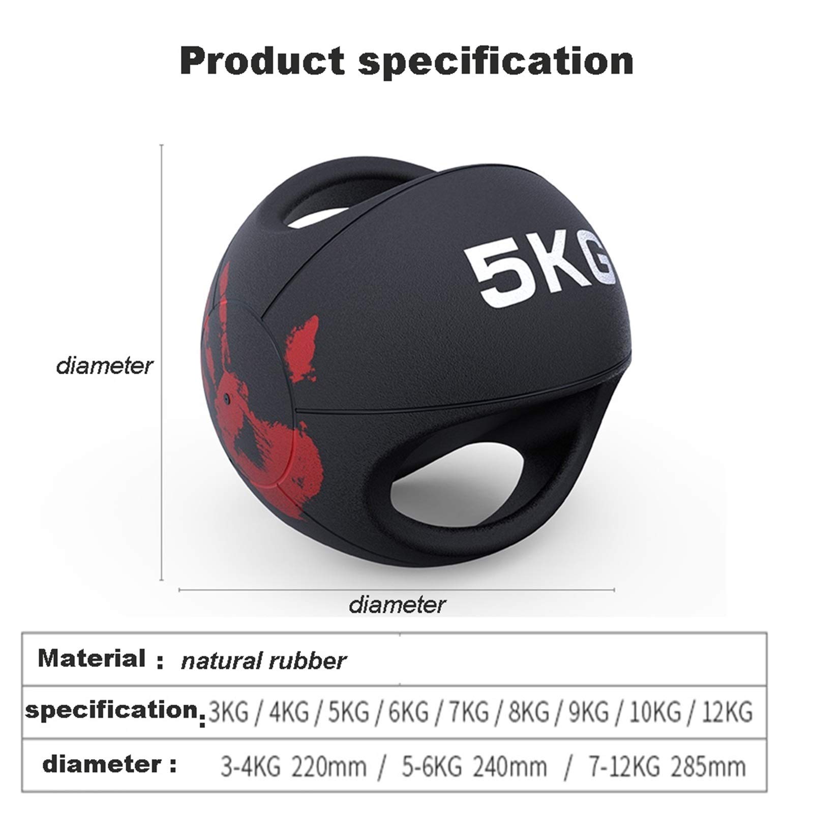 Medizinbälle Binaial Gummi Elastic Medicine Ball Balance Ball Fitness Ball, Hausgymnastik-Trainingsgeräte, 3kg / 4kg / 5kg / 6kg / 7kg / 8kg / 9kg / 10kg / 12kg (Color : 4kg/8.8lb)