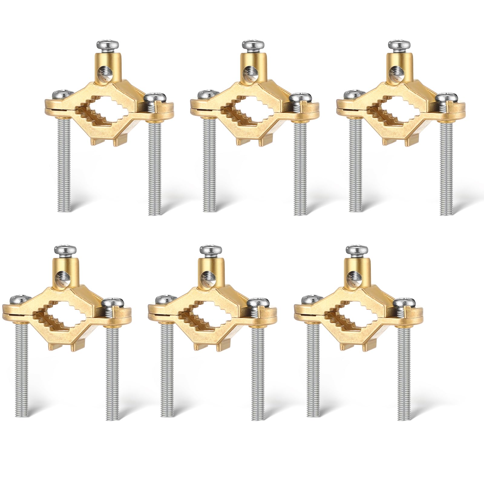 Feekoon 6 Pcs 1/2" to 1" Ground Clamp, #10 to #2 Wire Range