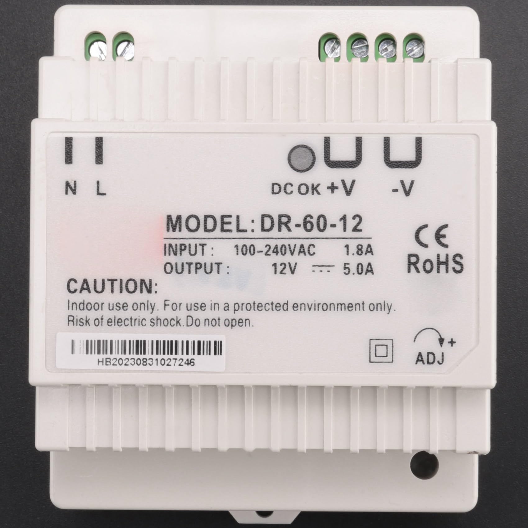 5X -60-12 Trasformatore 12 Volt 5 Amp Alimentatore per Guida DIN Industriale Alimentatore da 220 V CA un 12 V CC (12 V)