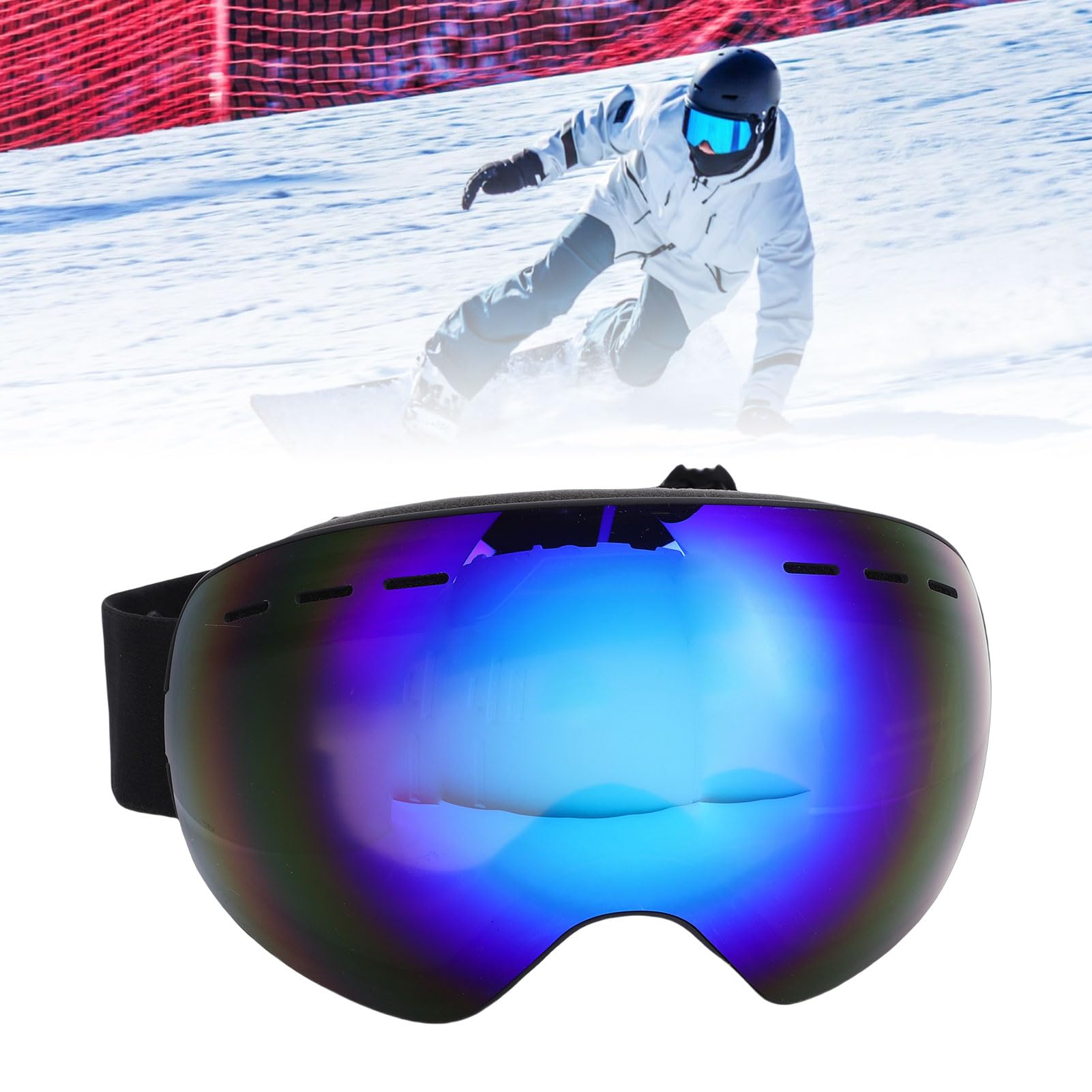 BuyWeek OTG Lunettes de ski polarisées coupe-vent double couche anti-buée pour homme et femme Sports d'hiver
