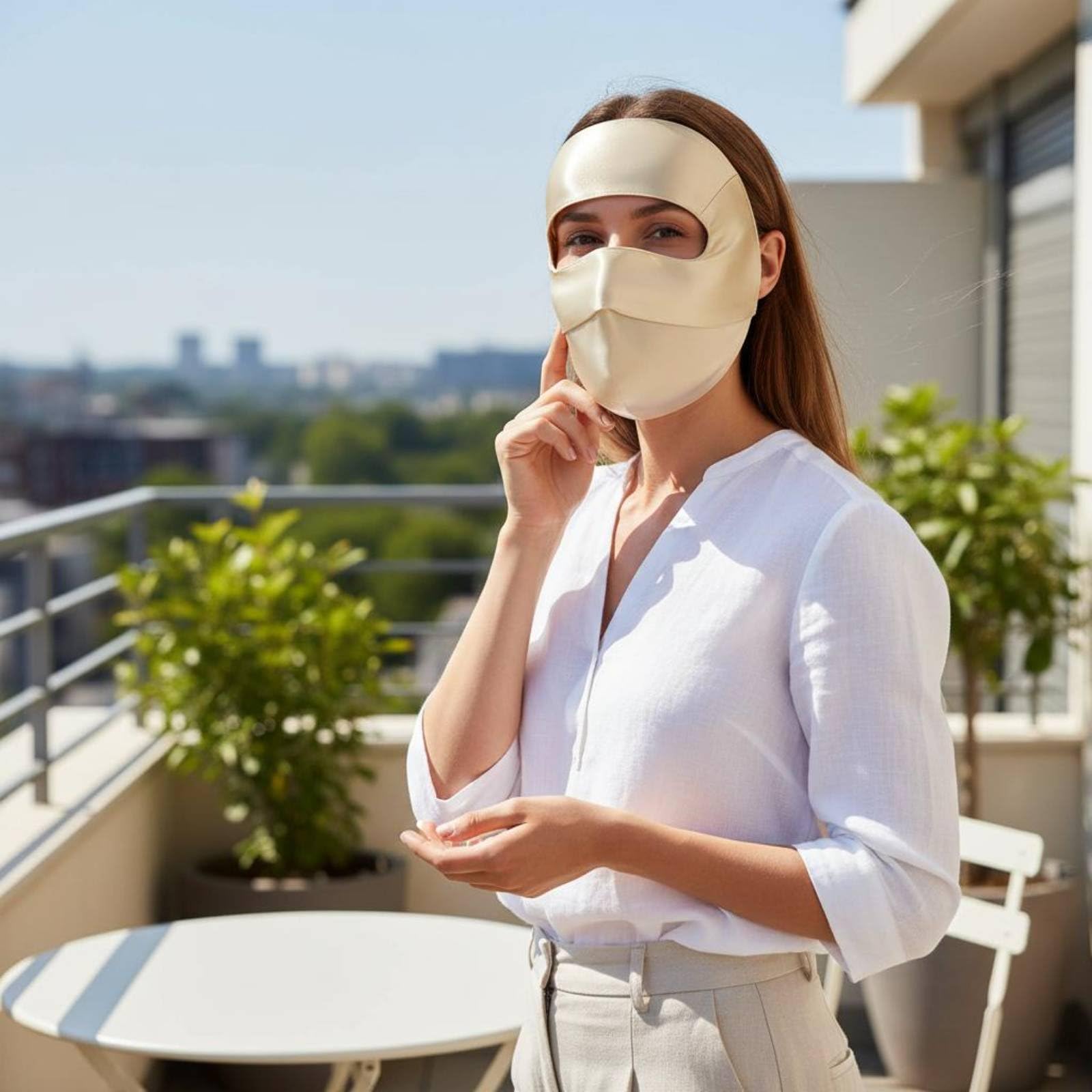 Sonnenschutz Gesichtsmaske Gesichtsschutz Facekini Gesichtsbedeckung mit Innovativem Design für Maximale Gesichtsbedeckung für Strandurlaub Gartenarbeit Outdoor Aktivitäten Alltag, Hellgrau