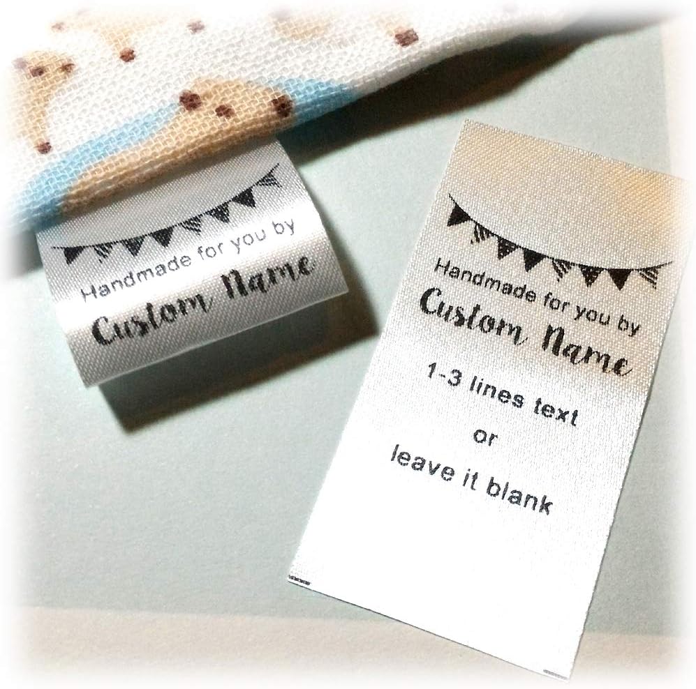 100 pcs Custom Clothing Label Sewing Hanging Name tag Handmade Business Text Logo Personalized Soft Satin Ribbon Waterproof Washable Label Size 30mm