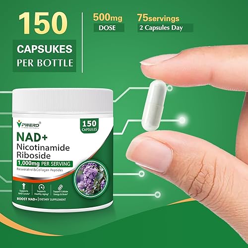 Miniatura 3 de 150Cápsulas NAD Trans Resveratrol 1000mg Plus Suplemento Nutricional Puro Orgánico para Mujeres, Suplemento Nmn 1000MG NAD NAD NAD Ribosida Ribosida