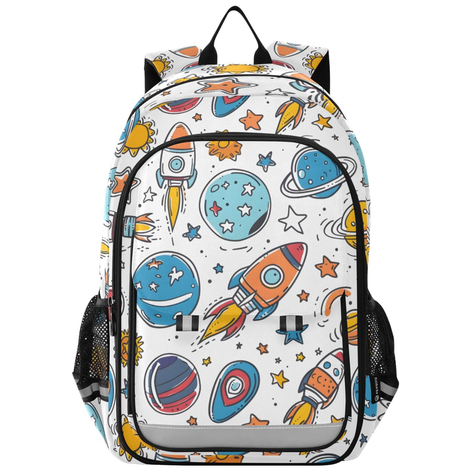 Sac à dos ordinateur portable avec grand compartiment motif espace - 8