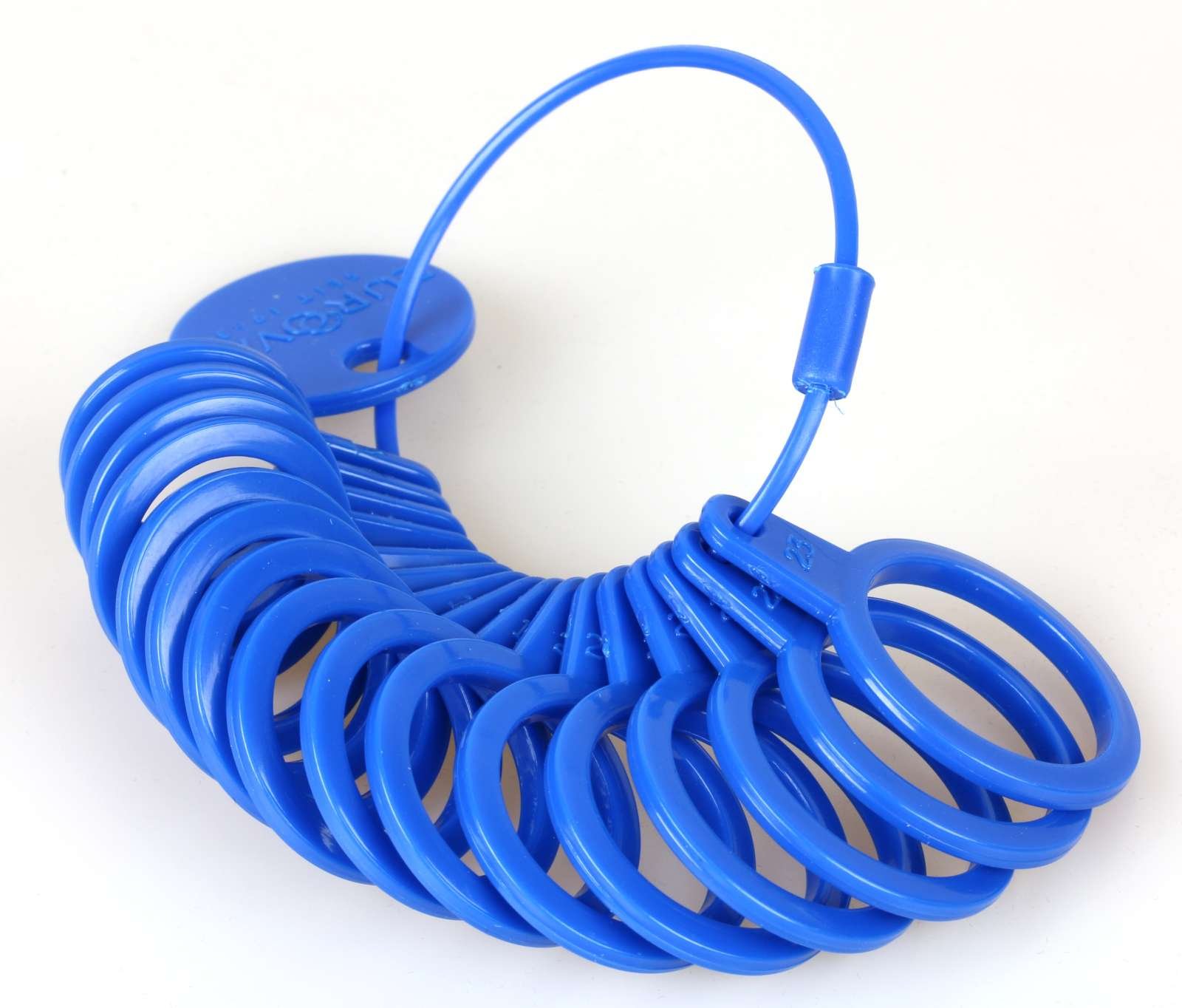 Ringmaß aus Kunststoff, Messgerät für den Durchmesser von Ringen Blau