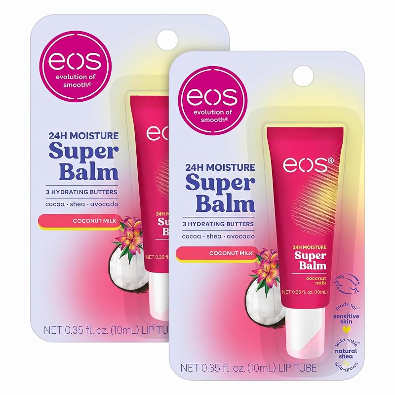 Bálsamo labial eos Coconut Milk, 10 mL, Pacote com 2