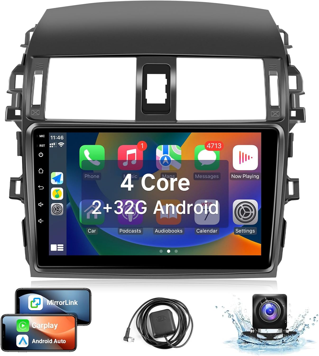 Leadfan Android Car Radio for Toyota Corolla 2009 2010 2011 2012 2013 Stereo Upgrade with Wireless Carplay Android Auto, 9'' TouchScreen with Bluetooth WIFI GPS Navigation SWC MirrorLink Backup Camera