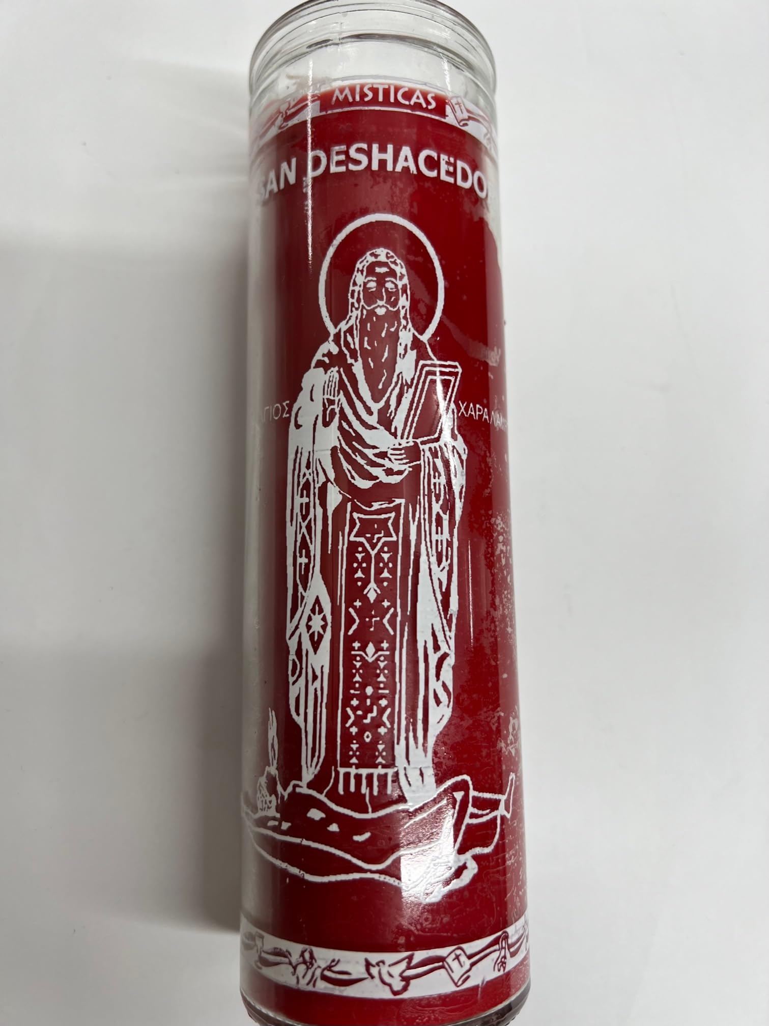 Saint Deshacedor (San Descacedor) Unscented 1 Color Pillar Candle in Glass