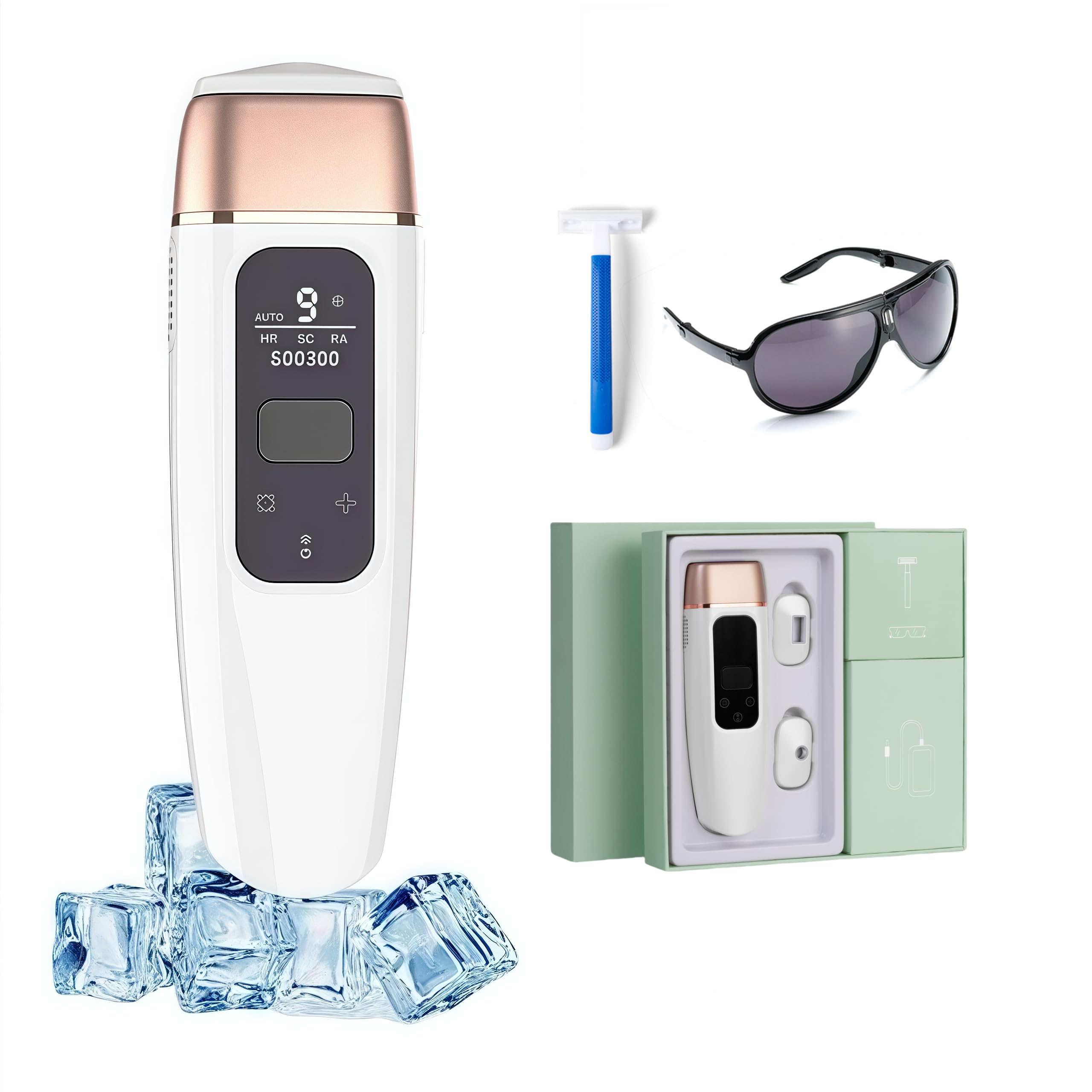 Yehpoar IPL Laser Hair Removal, Hair Remover Machine for Whole Body Hair Removal/Rejuvenation/Acne Reduction, Painless & Long-Lasting Hair Remover with Ice Cooling, Epilation for Women Men, 9 Speeds