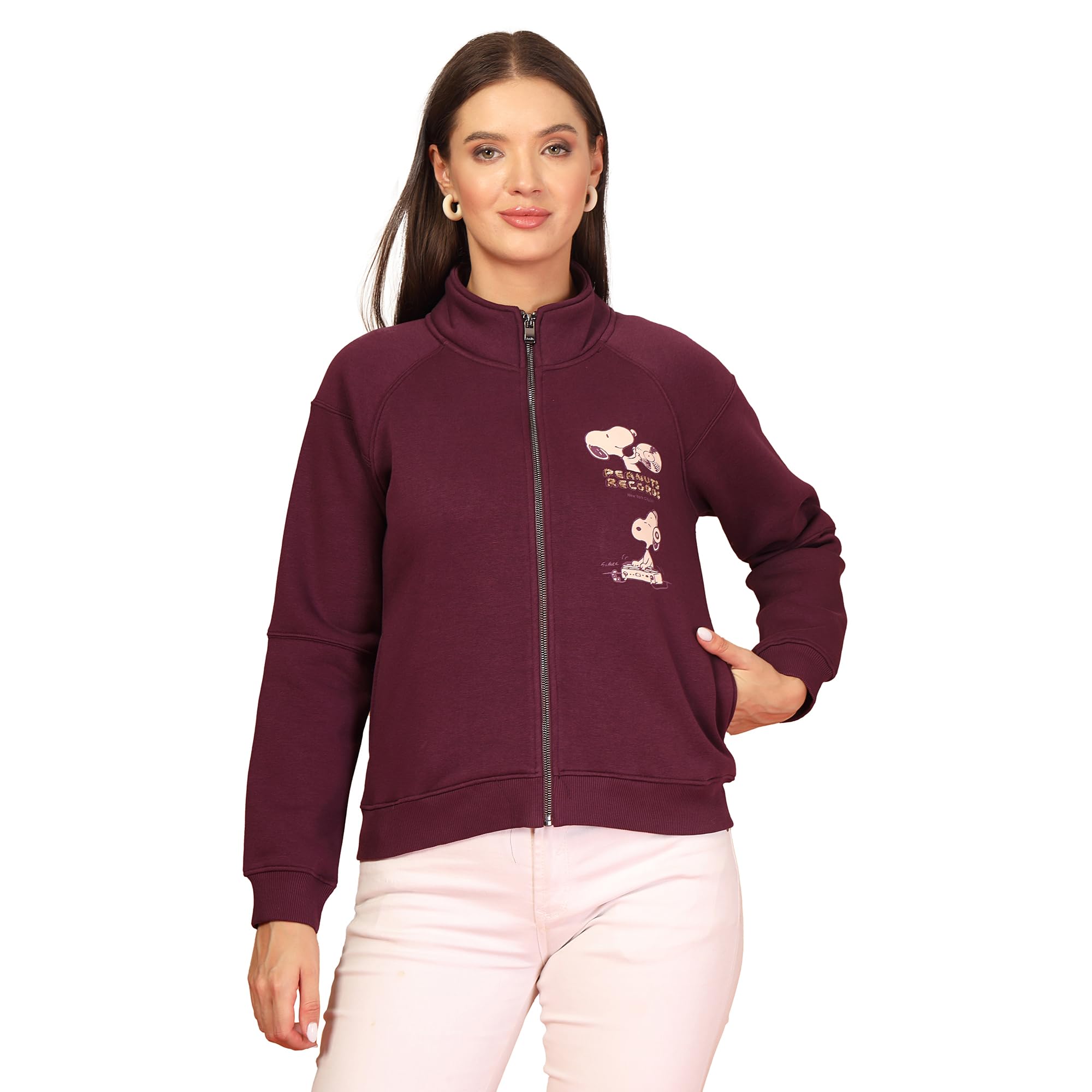 Women Printed Mock Collar Pullover Sweatshirt-picture-28