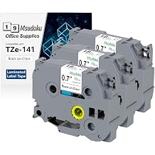 Tze Tz Tape 18 mm 0.7 Laminated Clear Compatible with Brother P Touch Clear Label Maker Tape TZe-141 TZe141 Label Tape for PT D400 D600 D610 P710BT Black on Transparent 3/4 Inch x 26.2 cm