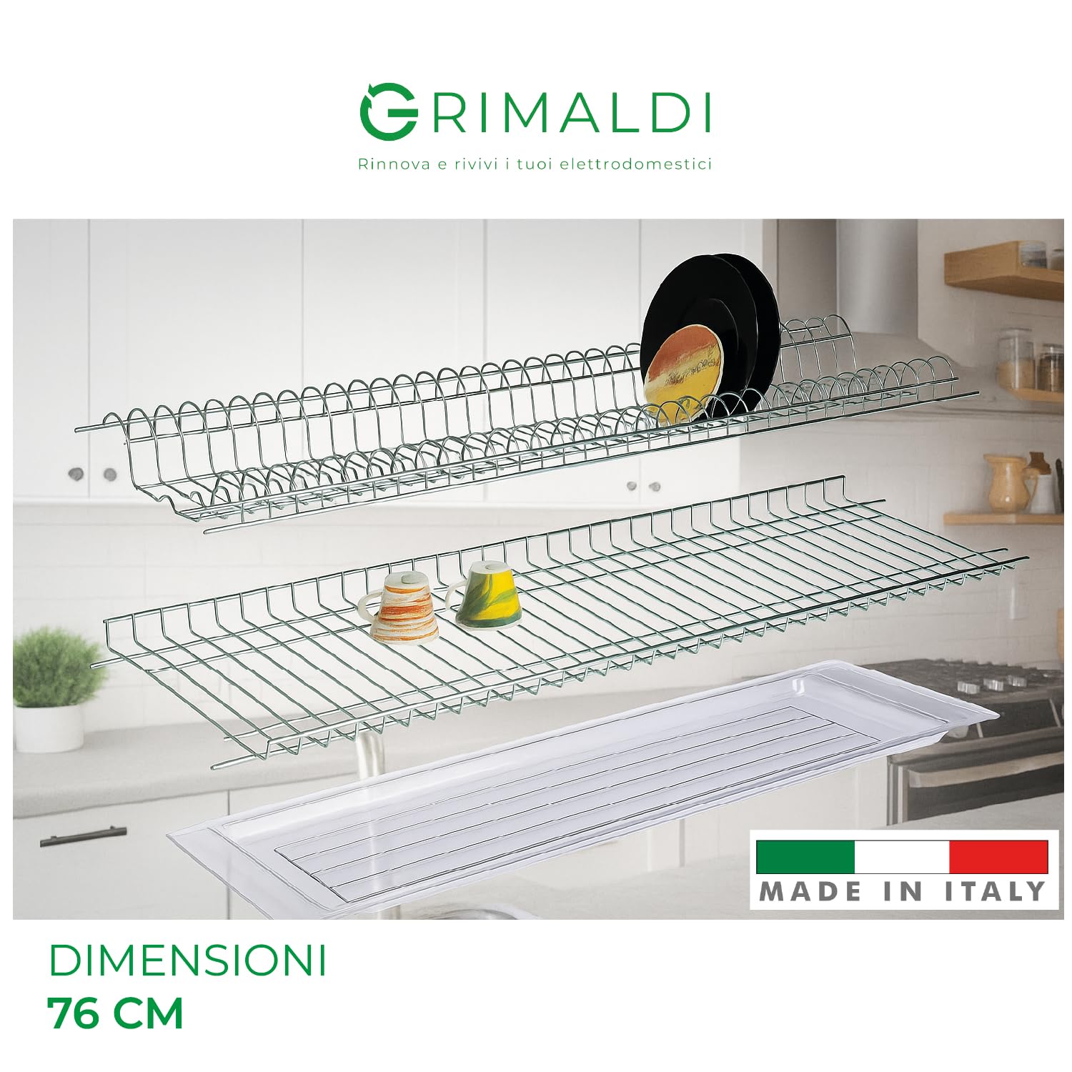 Scolapiatti Inox Da Incasso – Con Vaschetta, Made In Italy, Misure 56-86 Cm