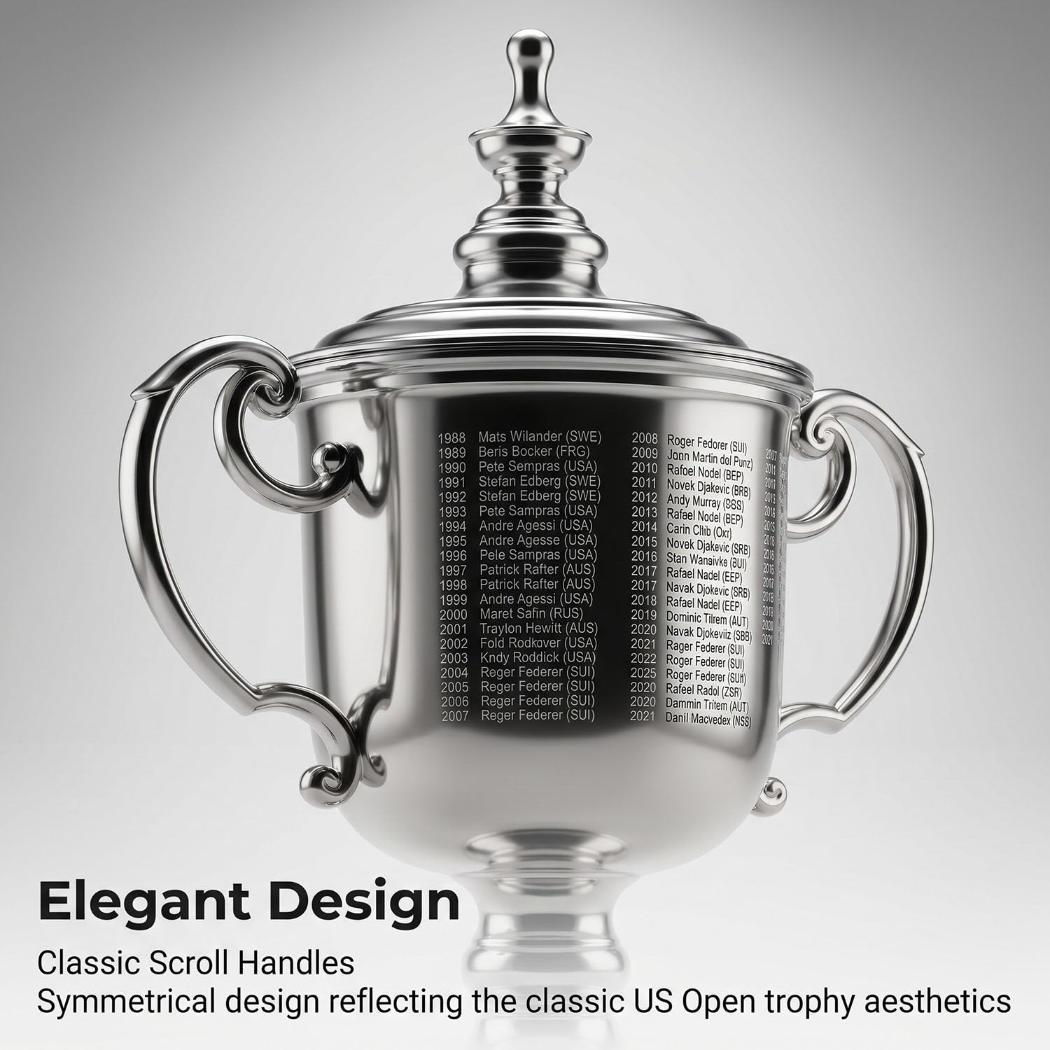 Replica Trofeo Tennis US Open, Coppa da Collezione in Resina Stile Grande Slam per Appassionati di Tennis, Regalo Souvenir Sportivo, Decorazione Casa, Ufficio e Club