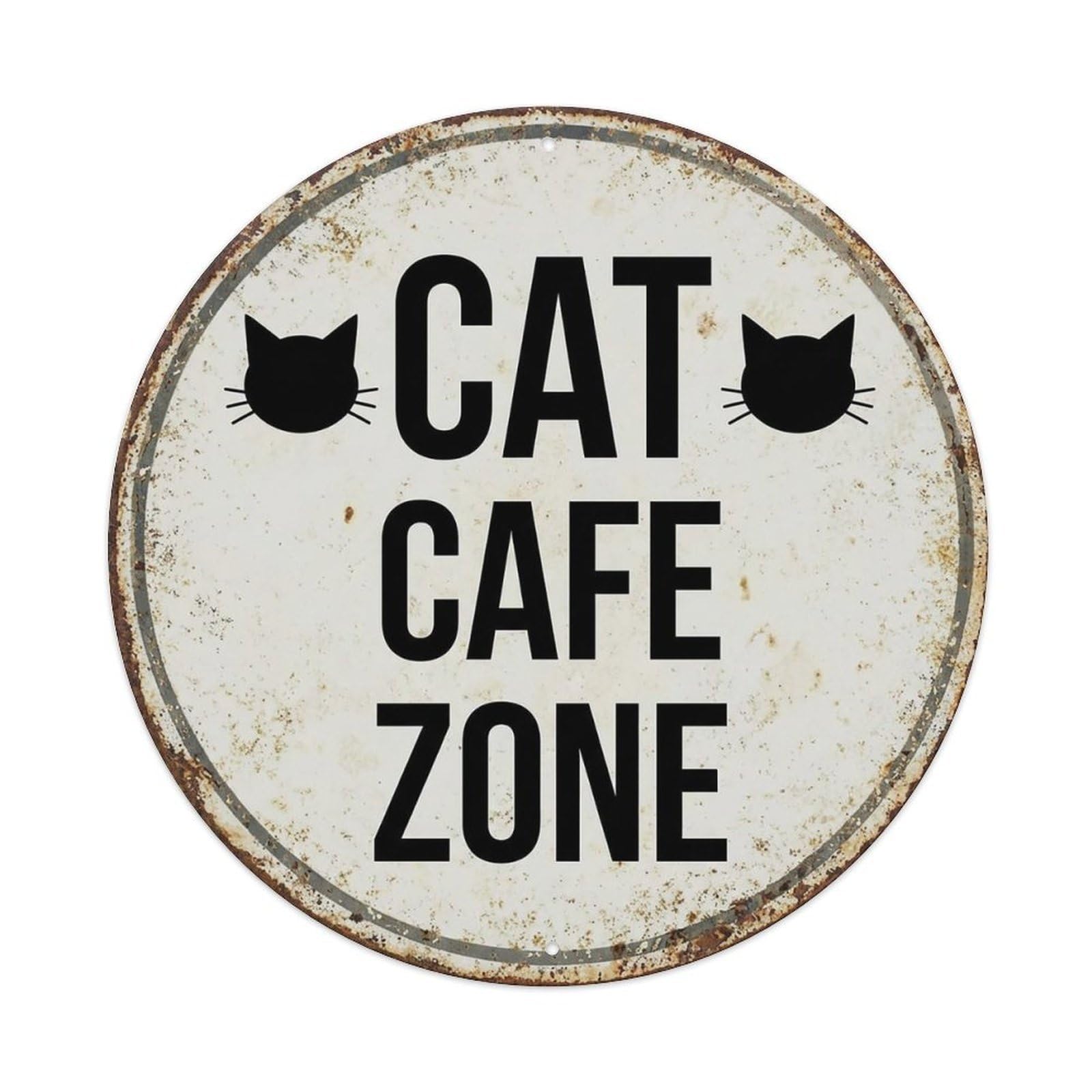 Vintage Cat Cafe Zone Lounge Vintage Metal Tin Sign Plaque Wall Decor for Cafe, Club Bar, Office, Garden Metal Poster 8x8Inch
