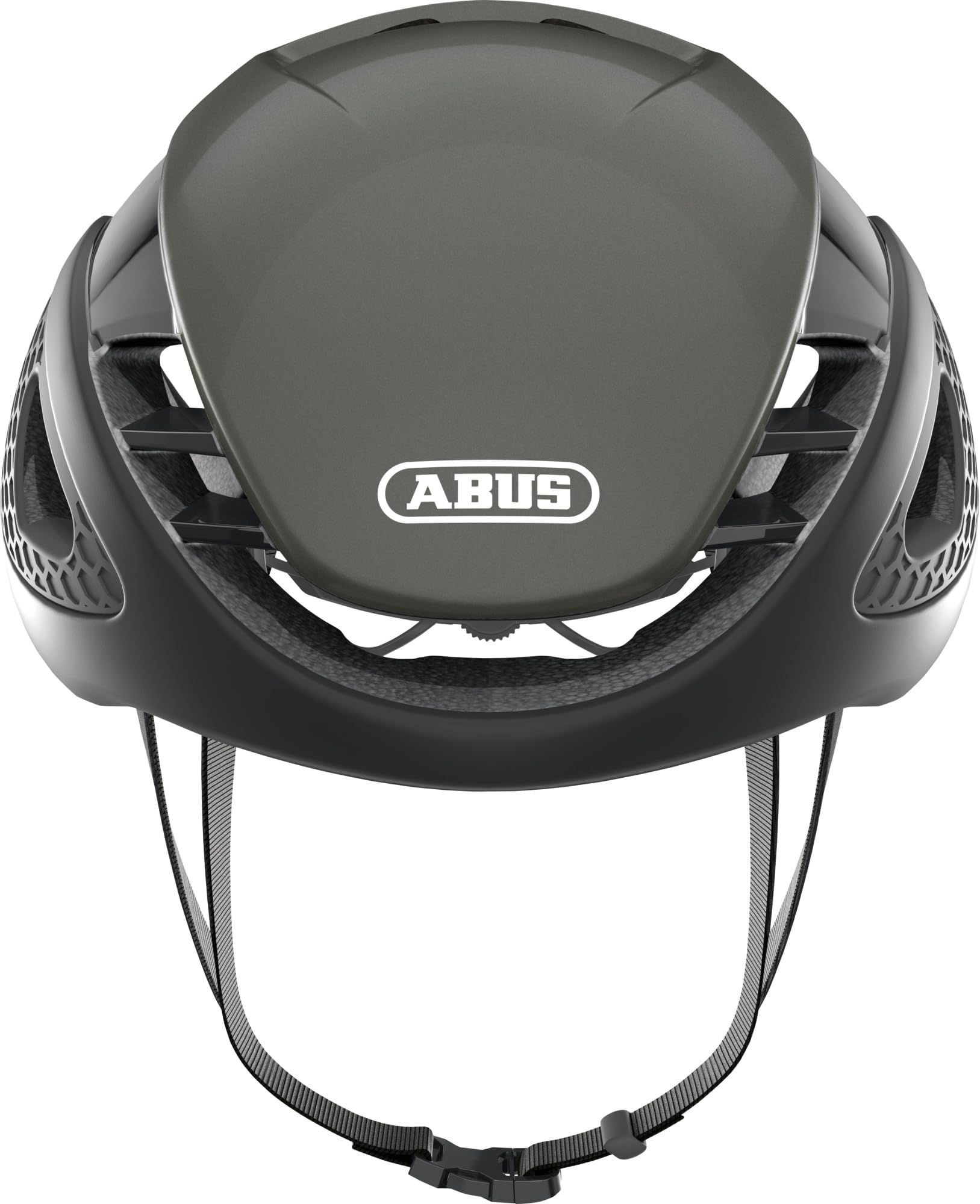 ABUS Kask Rowerowy GameChanger, Ciemnoszary, Rozmiar M | Kask rowerowy z aerodynamicznymi paskami, systemem wentylacji, uchwytem na okulary, systemem regulacji, otwór na warkocz