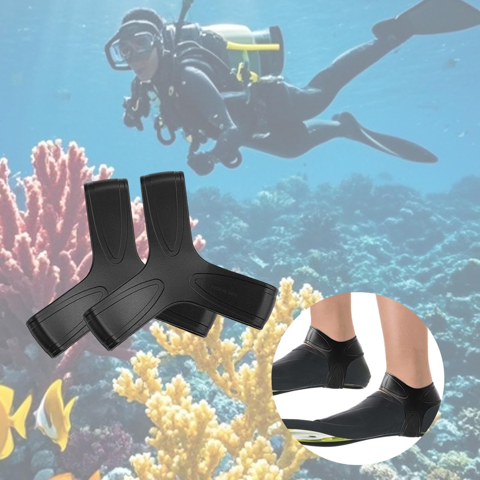 QSTDGVPW 2X Diving Fin Keeper Scuba Fin Straps Swim Paddle Straps Comfortable for Diving Spearfishing, L 93 to 41